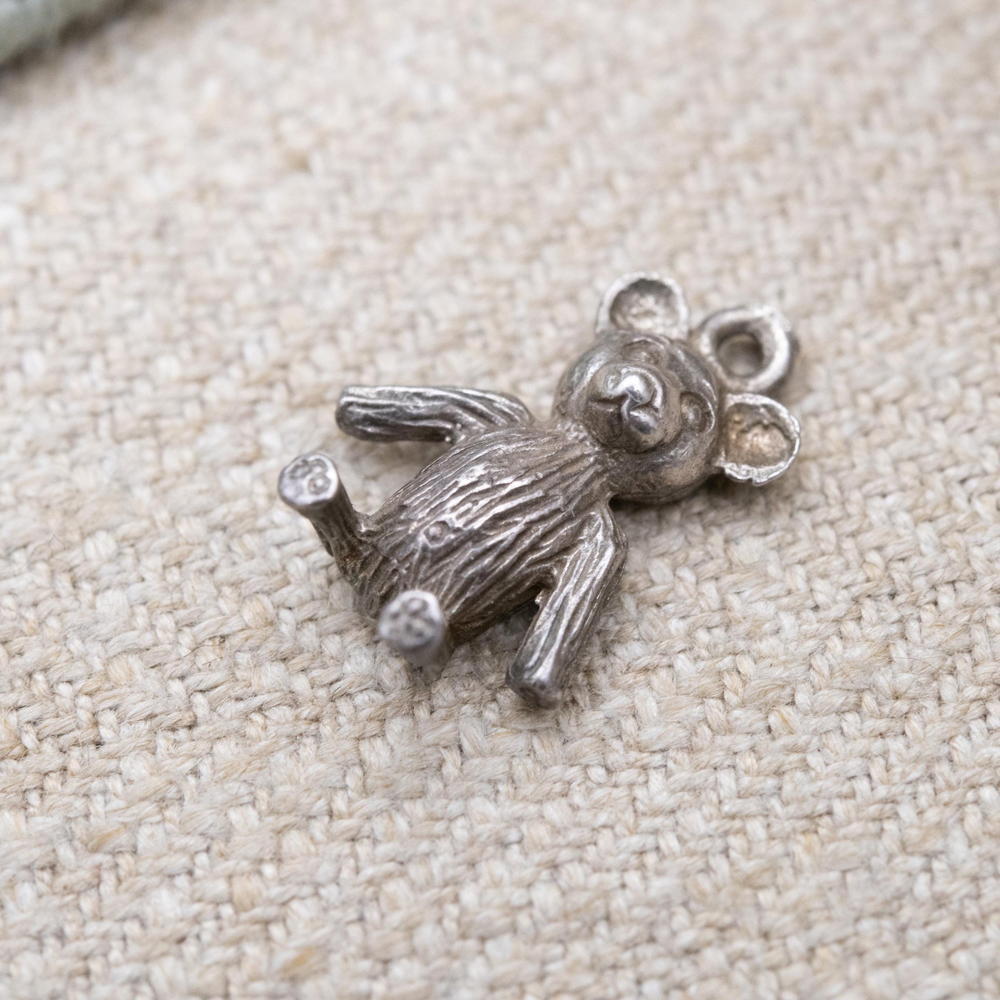 Vintage Sterling Silver Teddy Bear Charm Pendant - Cute Animal Toy | Childrens Gift for Charm Bracelet