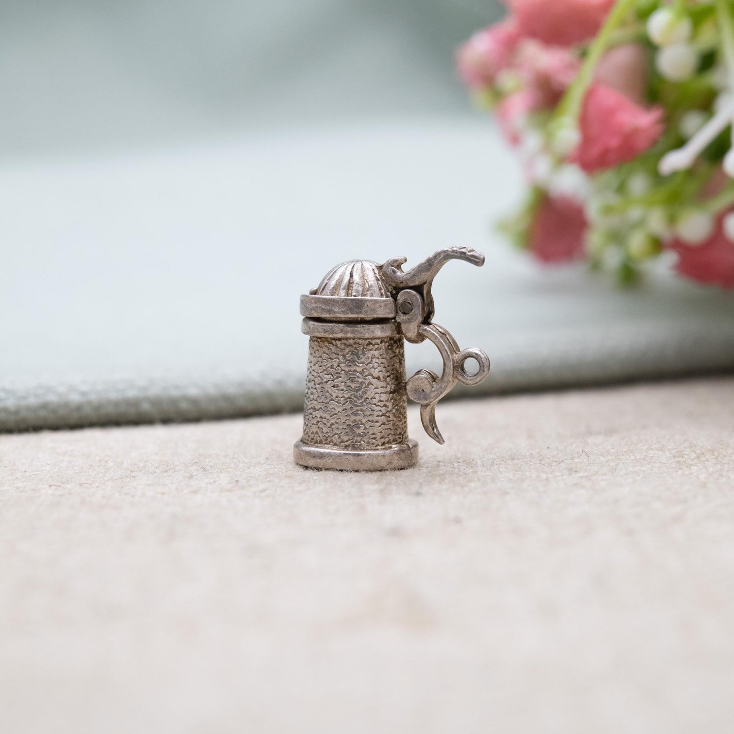 Vintage Sterling Silver Opening Beer Tankard Charm Pendant - Beer Cup | German Stein | Gift for Charm Bracelet