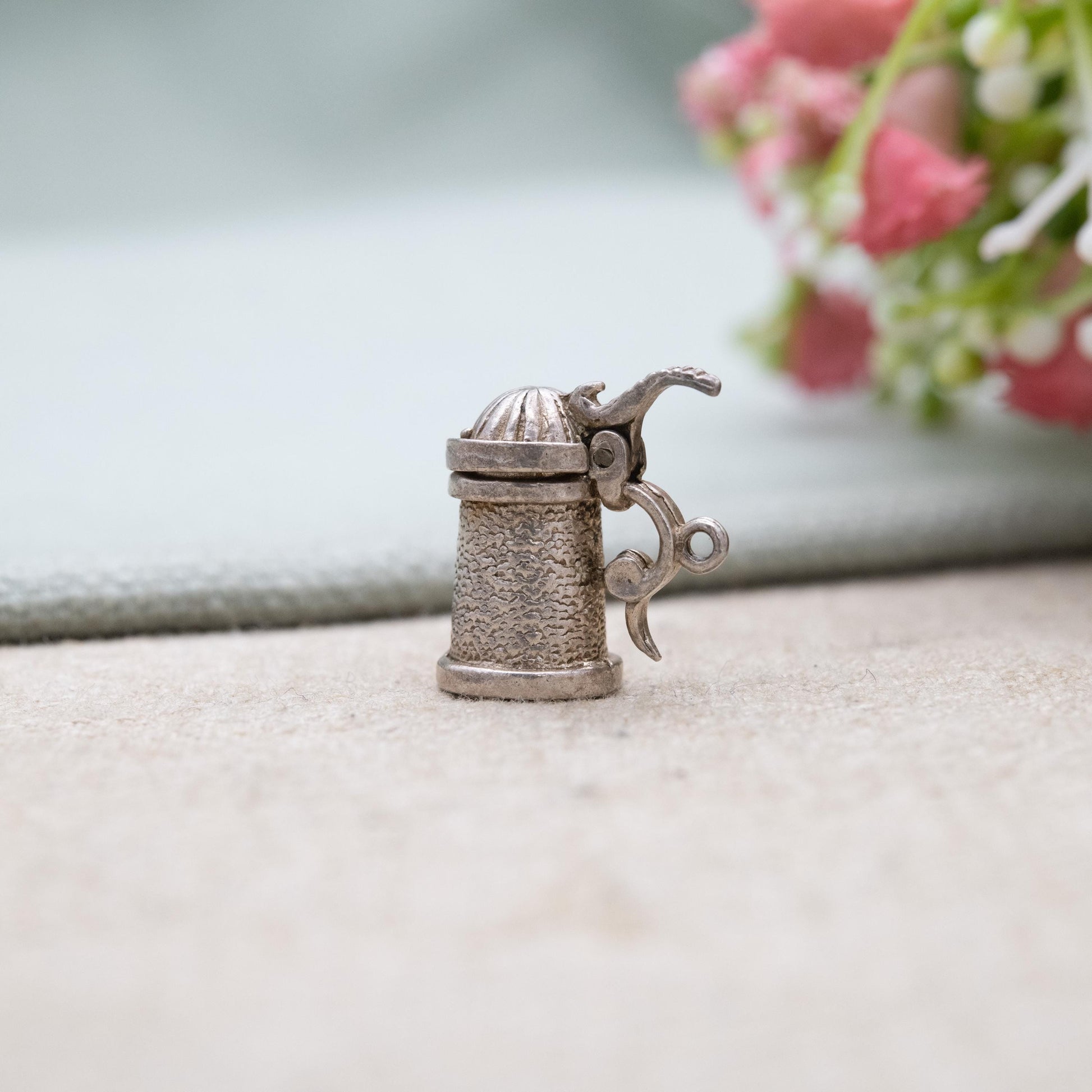 Vintage Sterling Silver Opening Beer Tankard Charm Pendant - Beer Cup | German Stein | Gift for Charm Bracelet