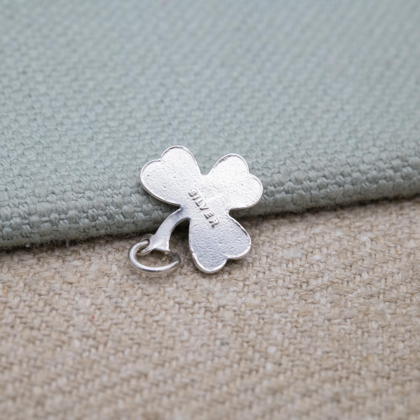 Vintage Sterling Silver Enamel Shamrock Charm Pendant - Three Leaf Clover Shape | Forest Green Mid-Century Irish Gift