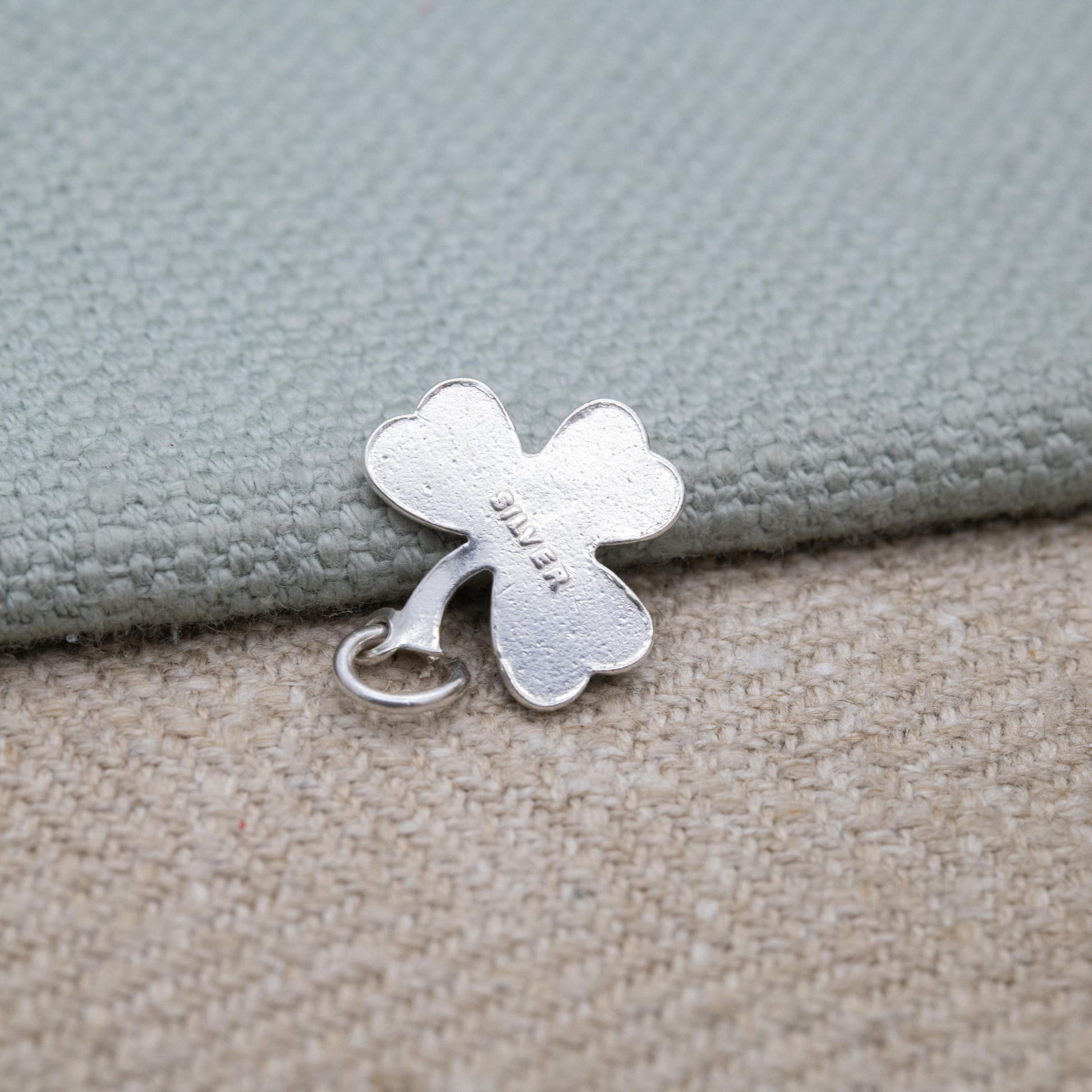 Vintage Sterling Silver Enamel Shamrock Charm Pendant - Three Leaf Clover Shape | Forest Green Mid-Century Irish Gift