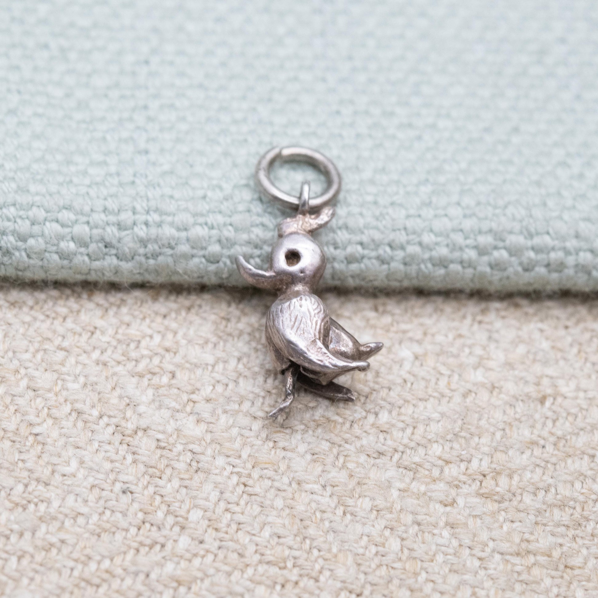 Vintage Sterling Silver Moving Bird Charm Pendant - Song Bird Animal Lover | Articulated Wings and Feet | Gift for Charm Bracelet