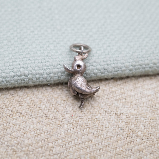 Vintage Sterling Silver Moving Bird Charm Pendant - Song Bird Animal Lover | Articulated Wings and Feet | Gift for Charm Bracelet