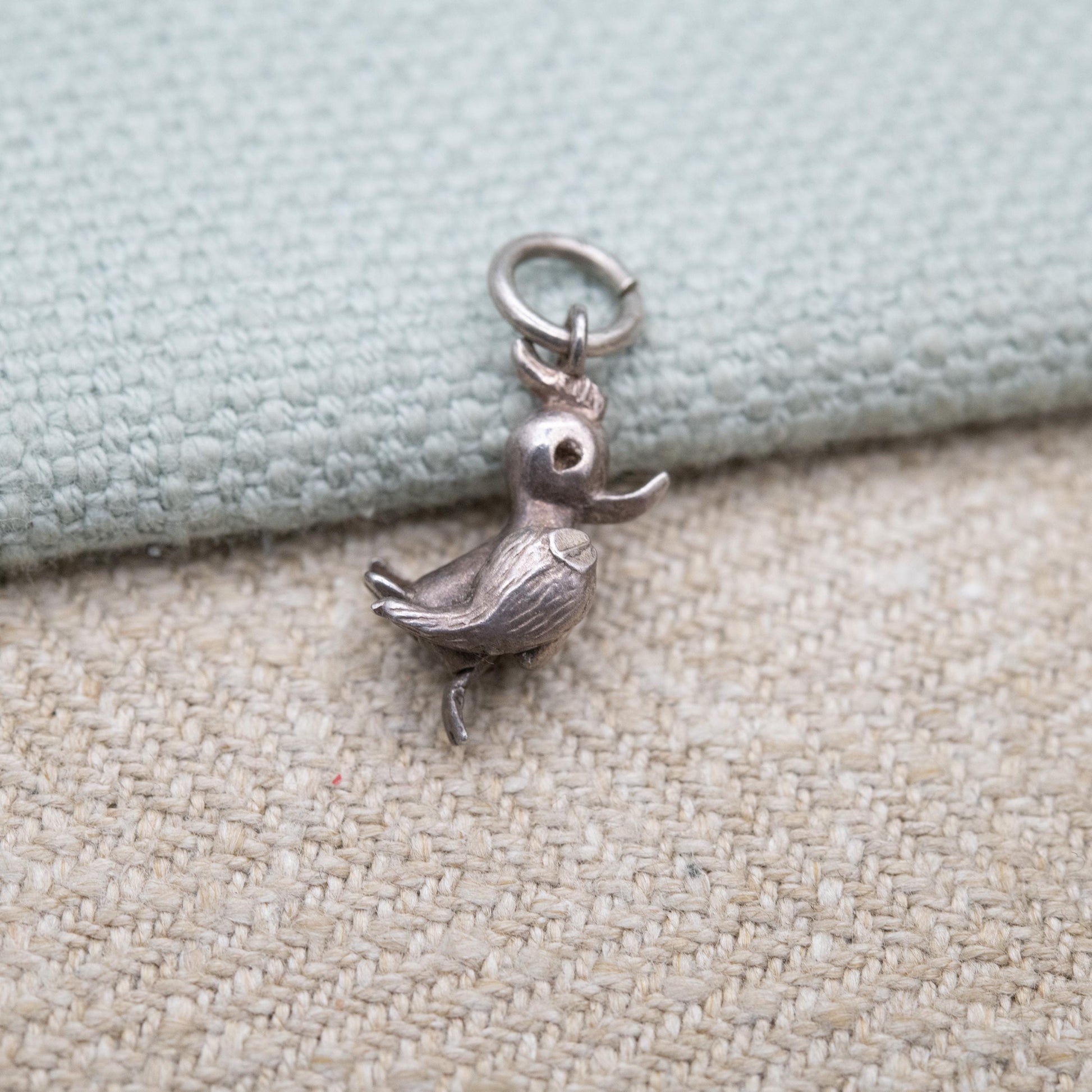 Vintage Sterling Silver Moving Bird Charm Pendant - Song Bird Animal Lover | Articulated Wings and Feet | Gift for Charm Bracelet