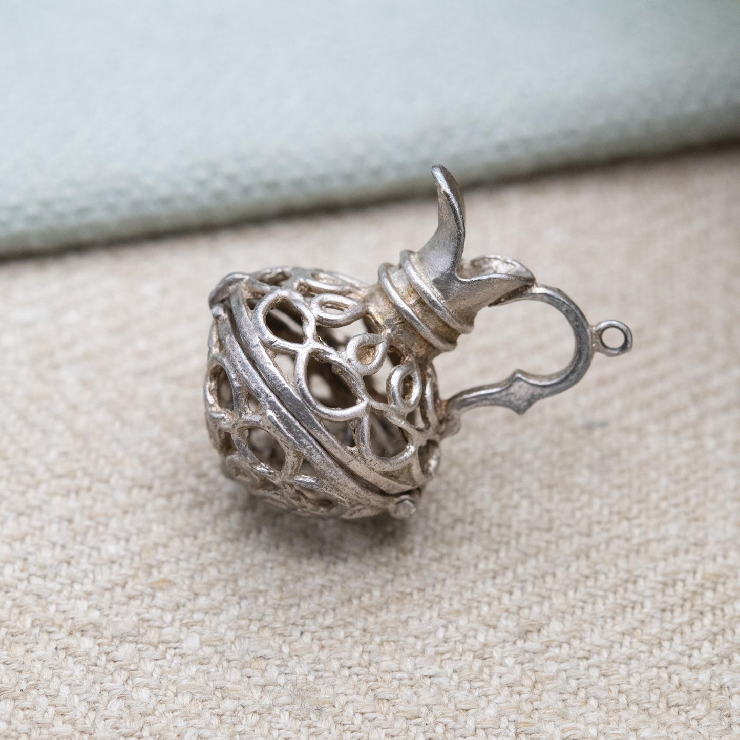 Vintage Sterling Silver Opening Jug Charm Pendant - Decanter | Ornate Cut Out Design | Gift for Charm Bracelet