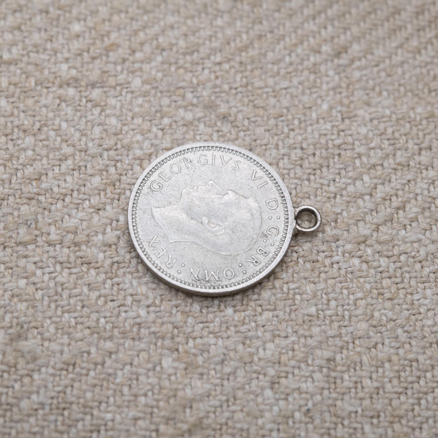 Vintage Silver George VI Threepence 1940 Coin Charm Pendant - Silver Coin Jewellery