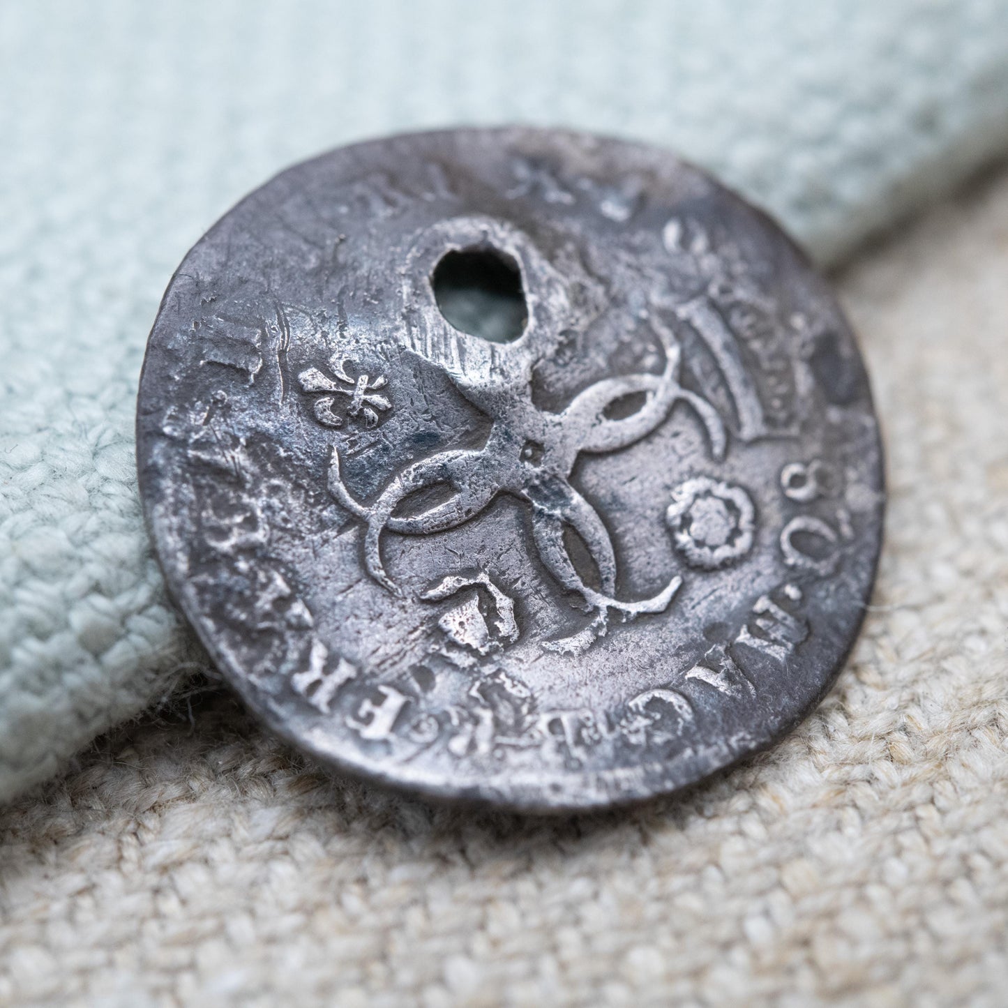 Antique Love Token 1680 Charles II Fourpence Sterling Silver Bent Coin Charm Pendant