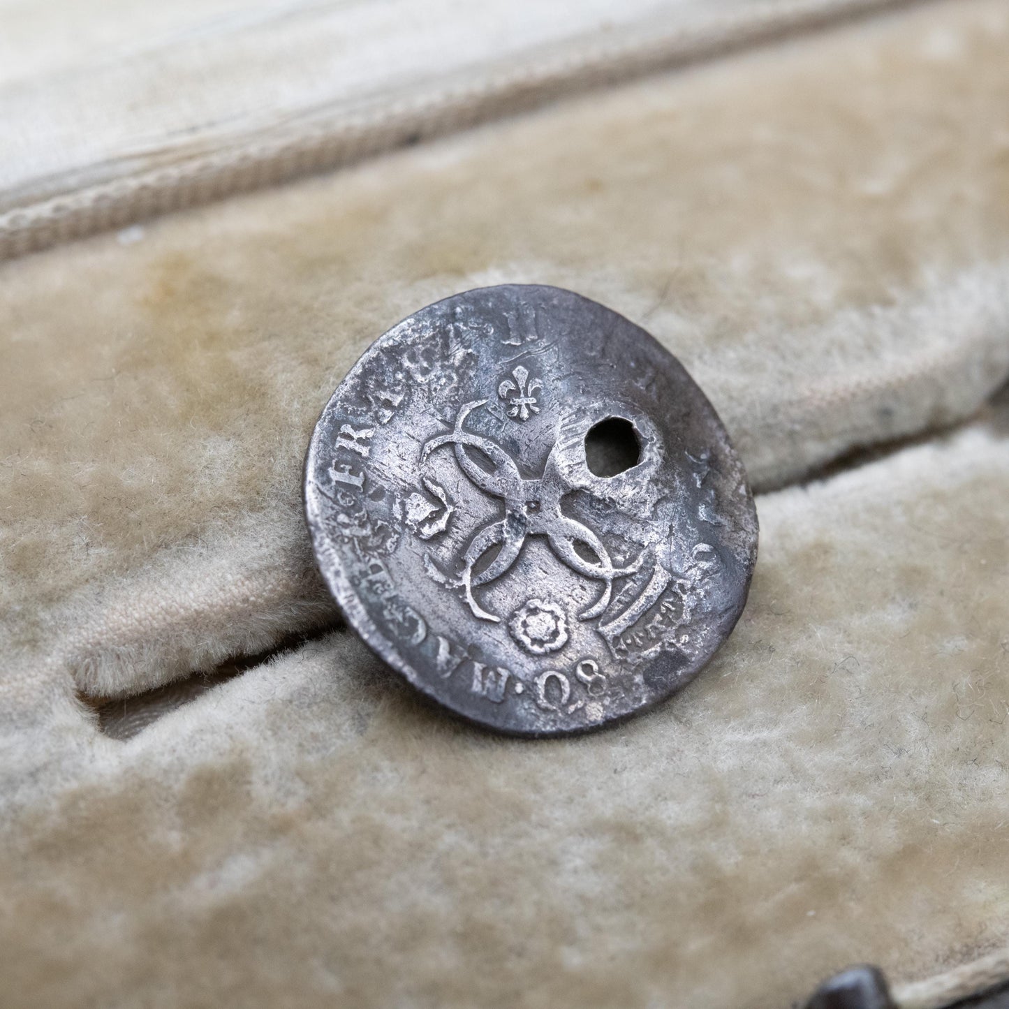 Antique Love Token 1680 Charles II Fourpence Sterling Silver Bent Coin Charm Pendant