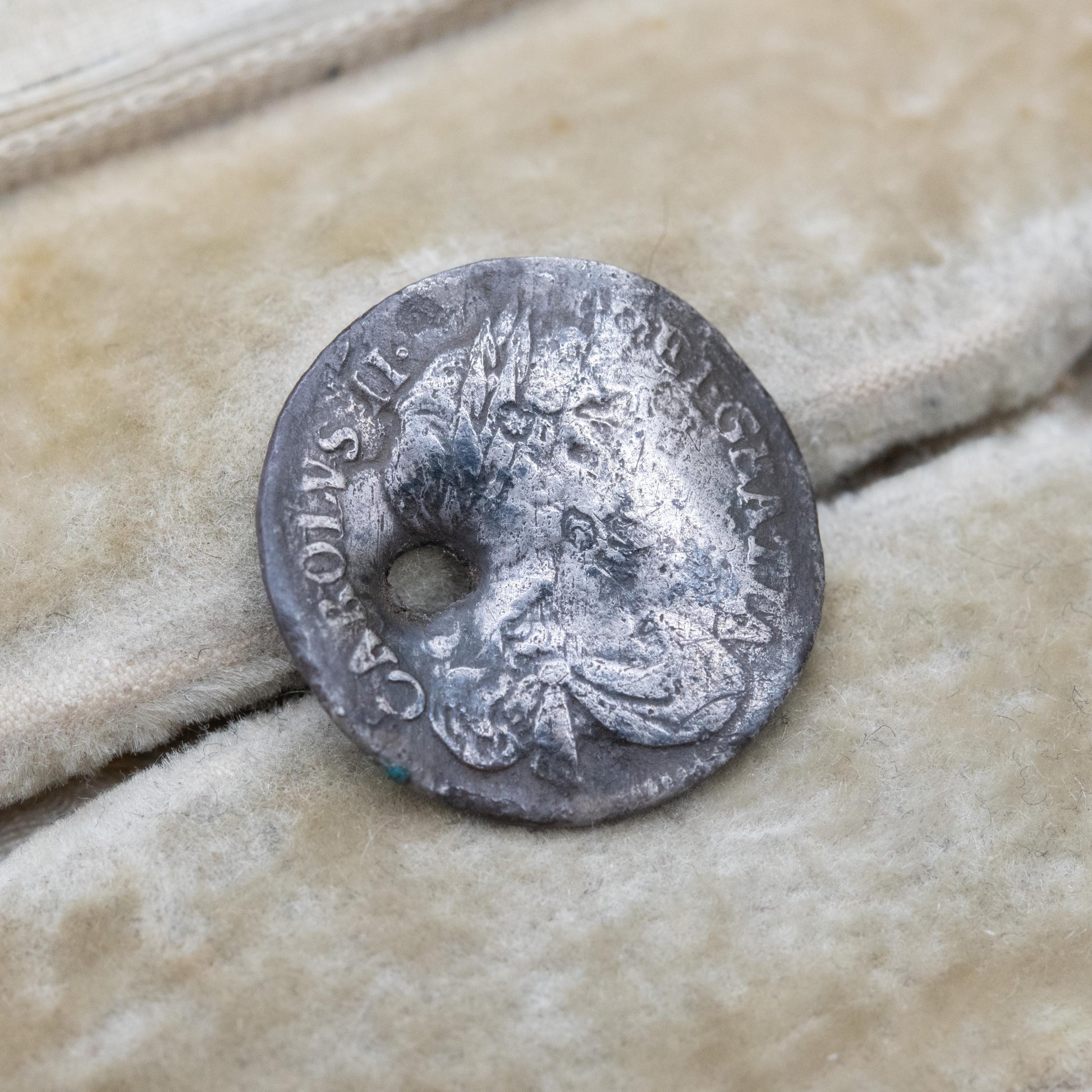 Antique Love Token 1680 Charles II Fourpence Sterling Silver Bent Coin Charm Pendant