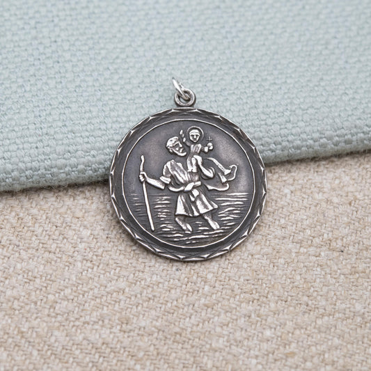 Vintage Sterling Silver St. Christopher Pendant - Embossed Relief | Saint of Travelling | Gift for Charm Bracelet
