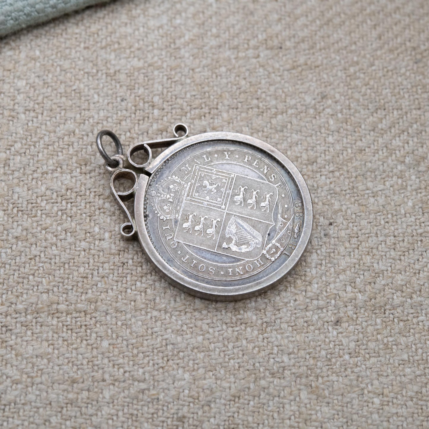 Antique Victorian 1887 One Shilling Coin Pendant