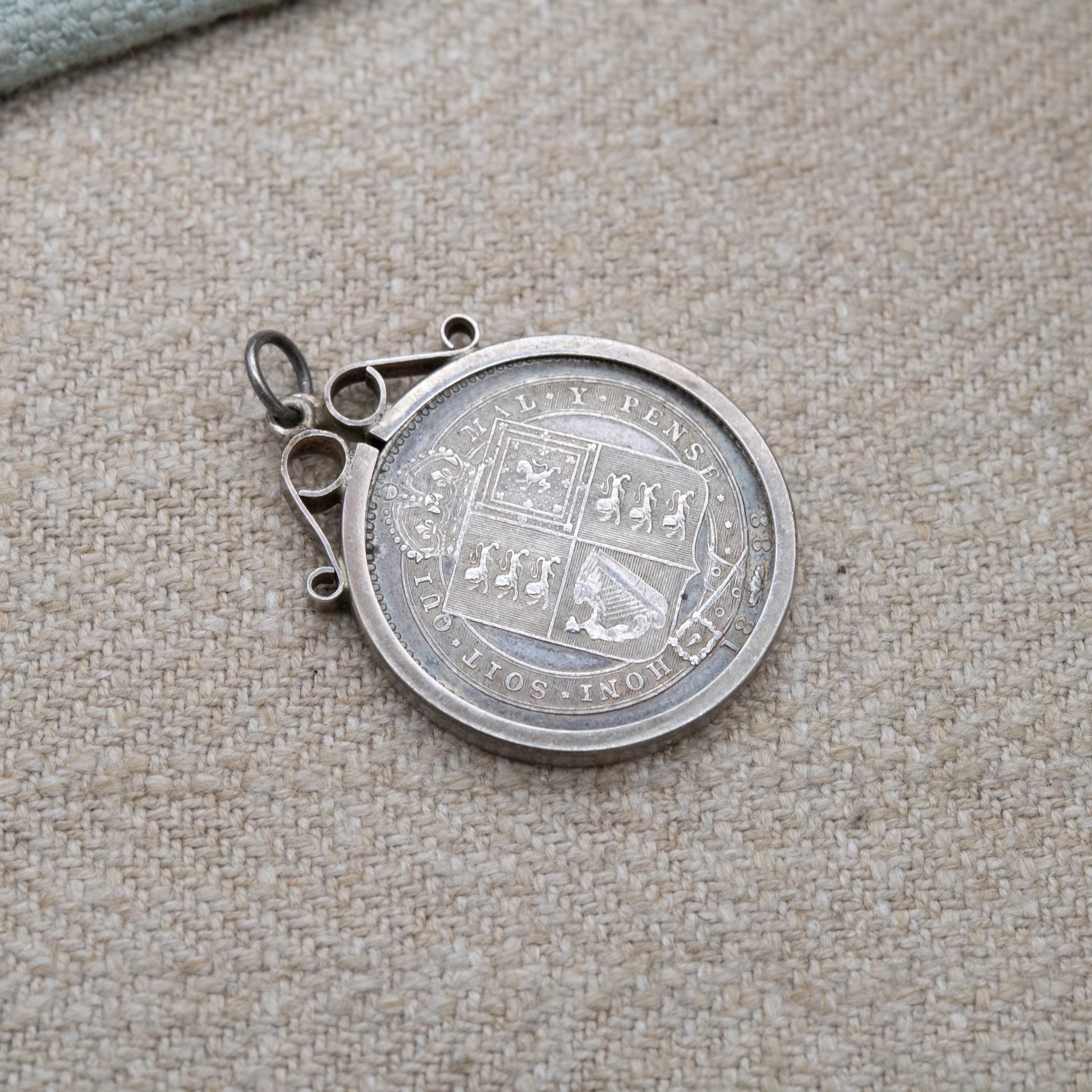 Antique Victorian 1887 One Shilling Coin Pendant