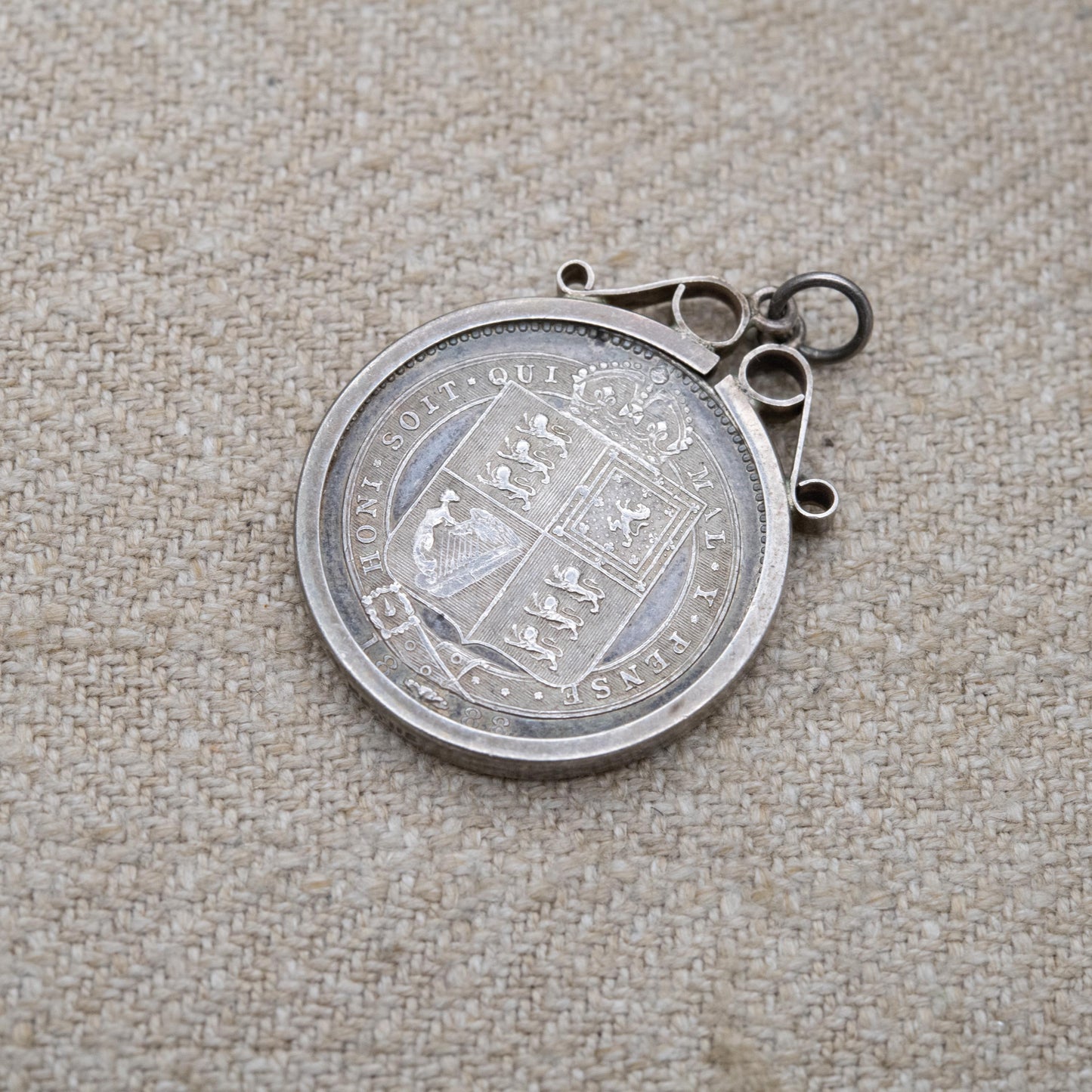 Antique Victorian 1887 One Shilling Coin Pendant