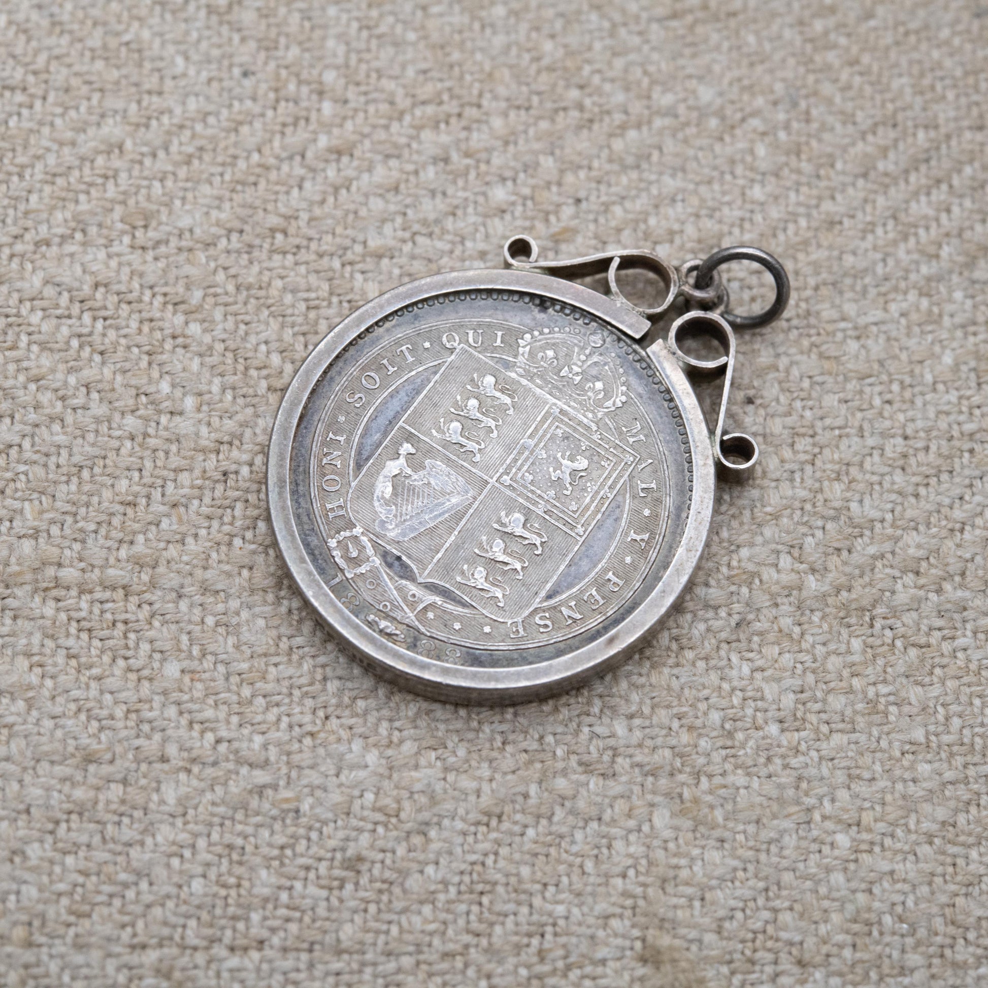 Antique Victorian 1887 One Shilling Coin Pendant