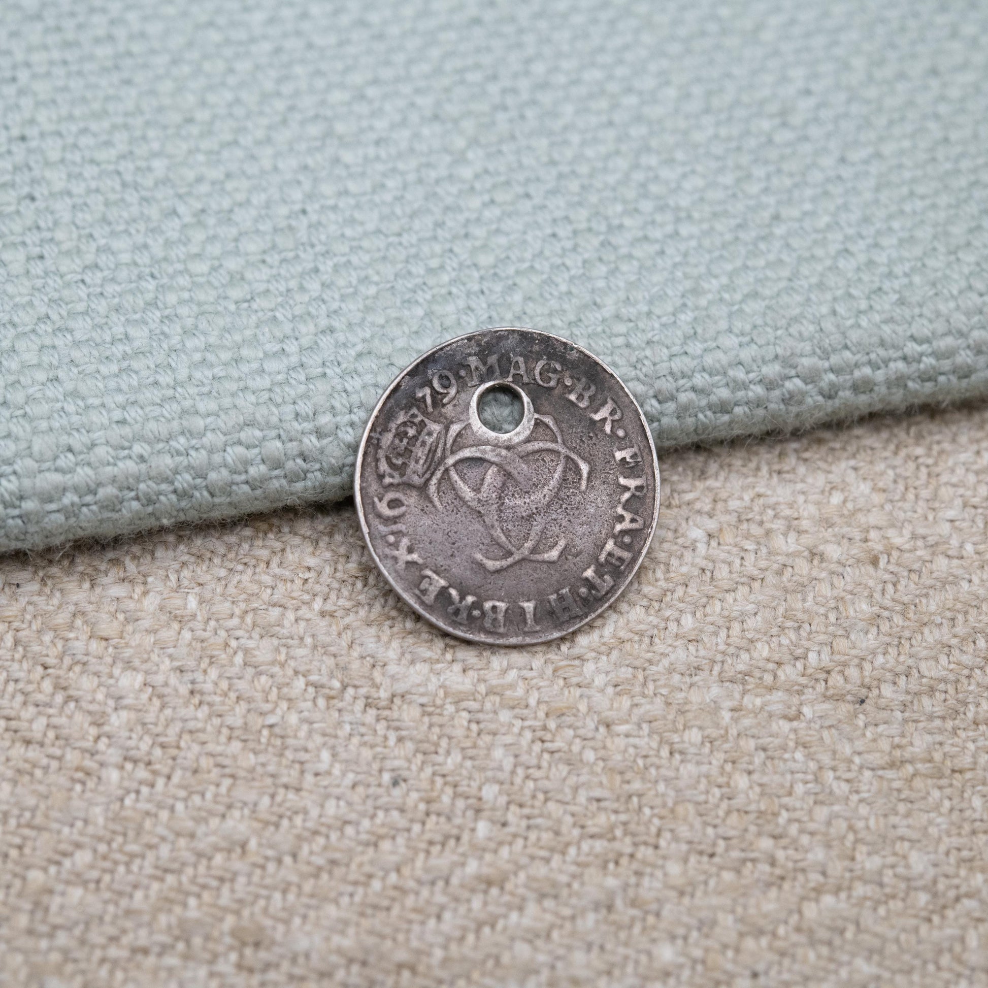Antique 1679 Charles II Threepence Coin Charm Pendant - Old English Threepence | Pierced Sterling Silver Coin Jewellery
