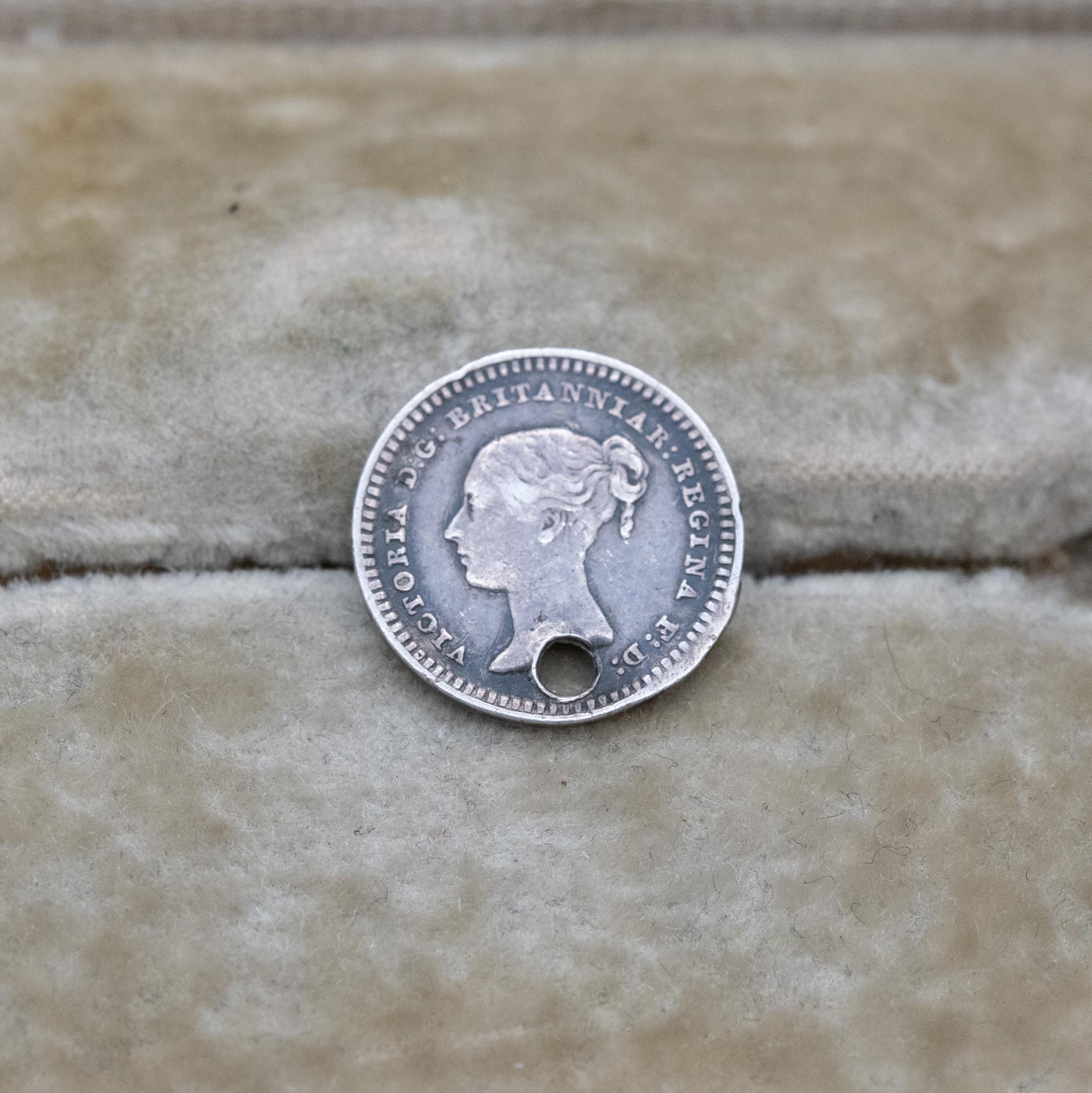 Antique Victorian Sterling Silver One and One Half Pence Coin Charm Pendant 1839 - Victoria Young Head | Solid Silver Coin Jewellery