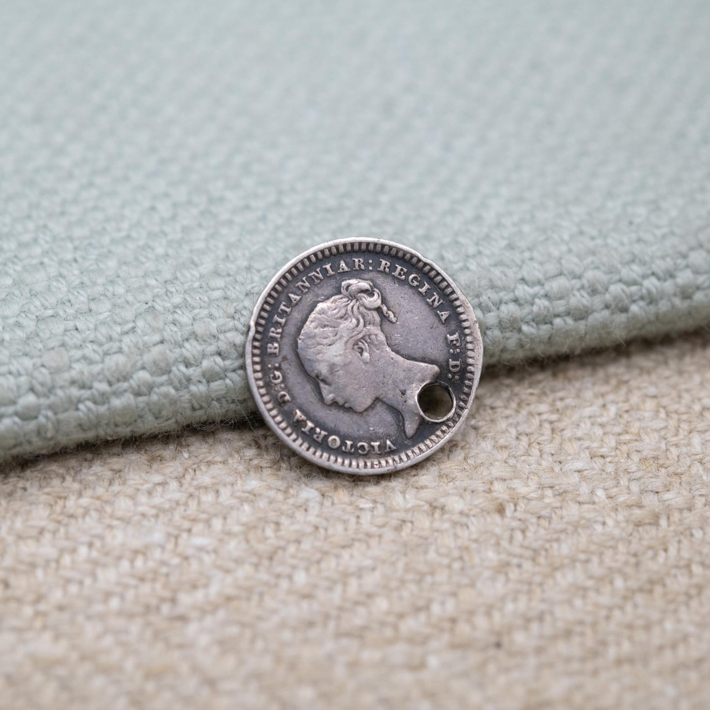 Antique Victorian Sterling Silver One and One Half Pence Coin Charm Pendant 1839 - Victoria Young Head | Solid Silver Coin Jewellery