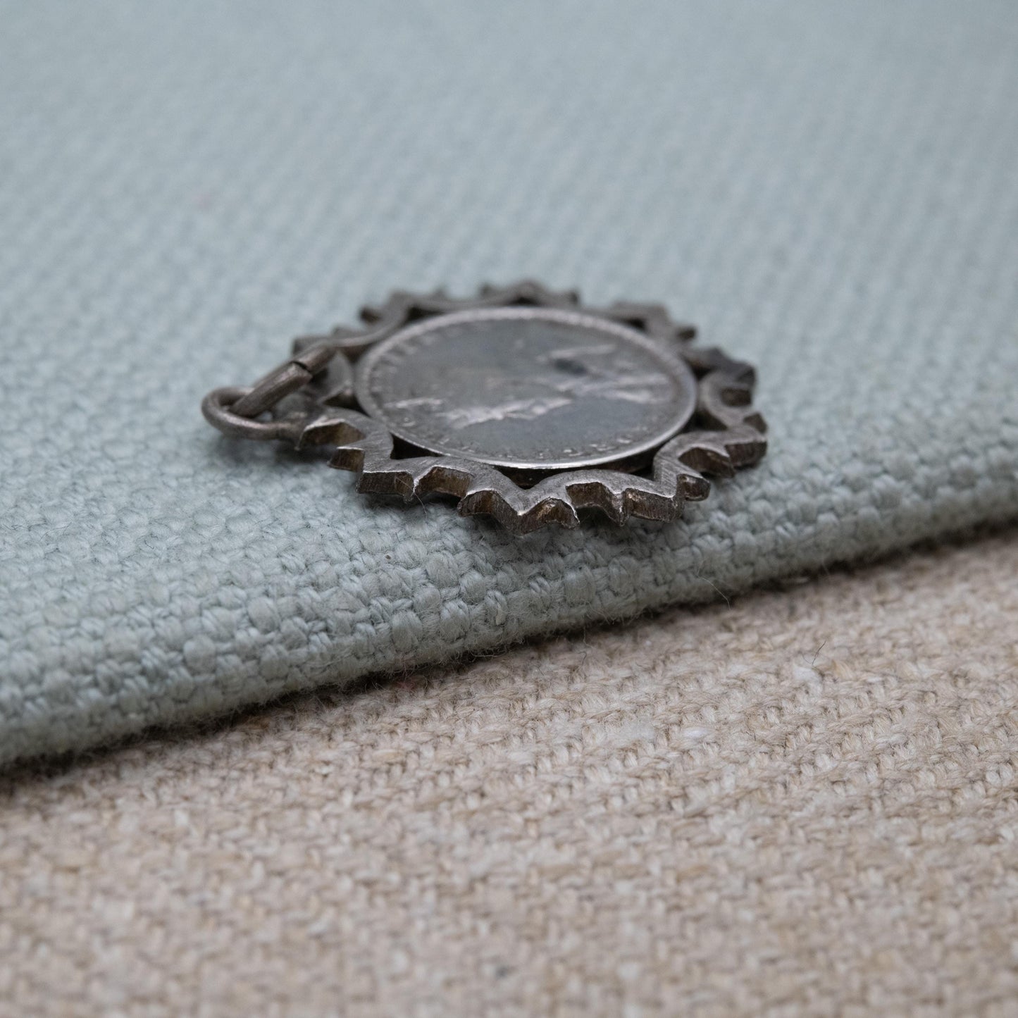 Antique George V Indian Two Annas Coin 1916 Silver Pendant Charm - Crowned George V Emperor | Indian Silver Coin Jewellery