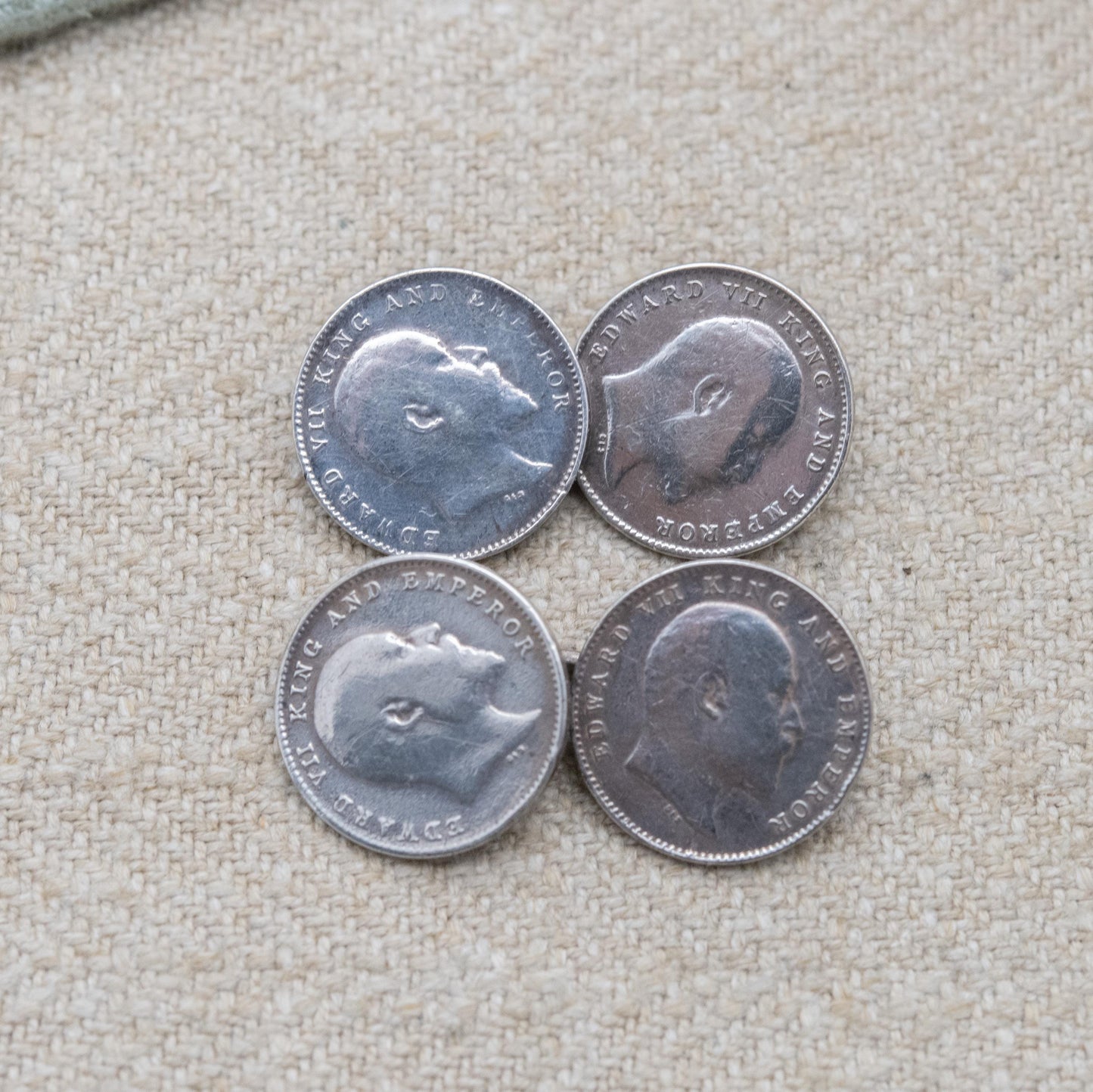 Antique Silver Edwardian 2 Annas Coins British India Cufflinks - 1900's Emperor Edward VII Collectable Coin Gift