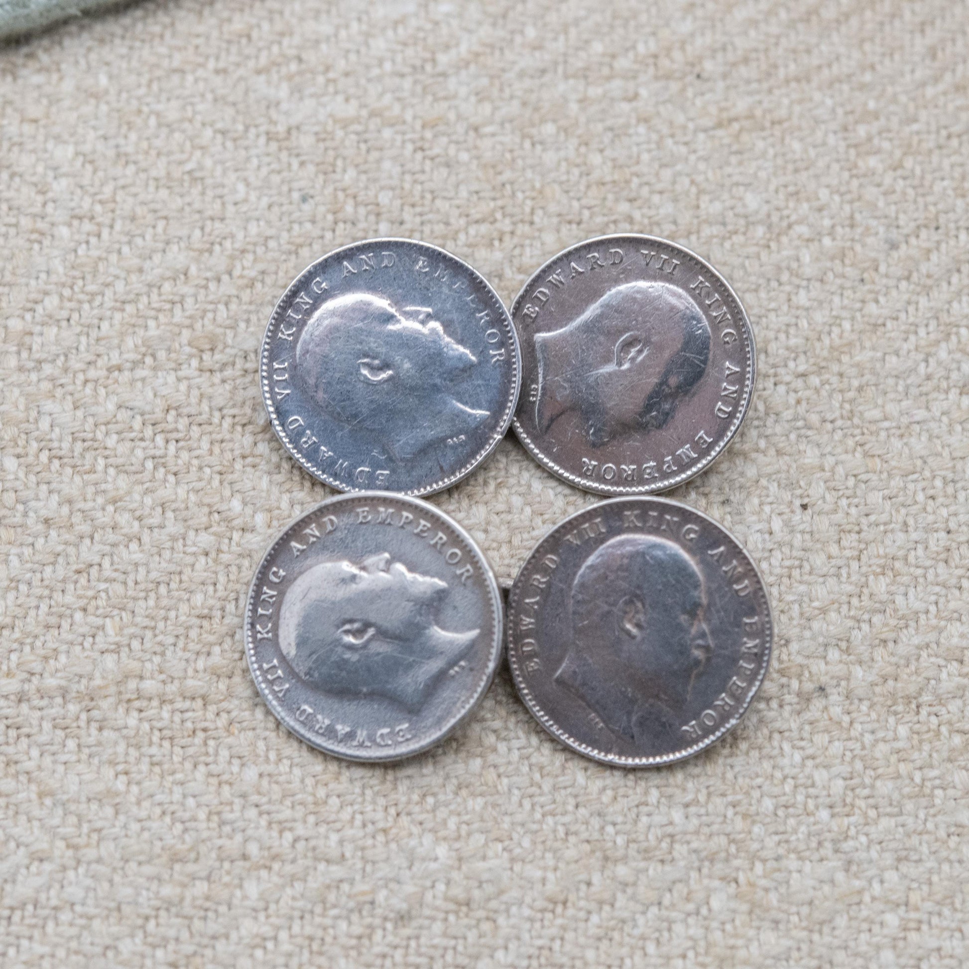 Antique Silver Edwardian 2 Annas Coins British India Cufflinks - 1900's Emperor Edward VII Collectable Coin Gift