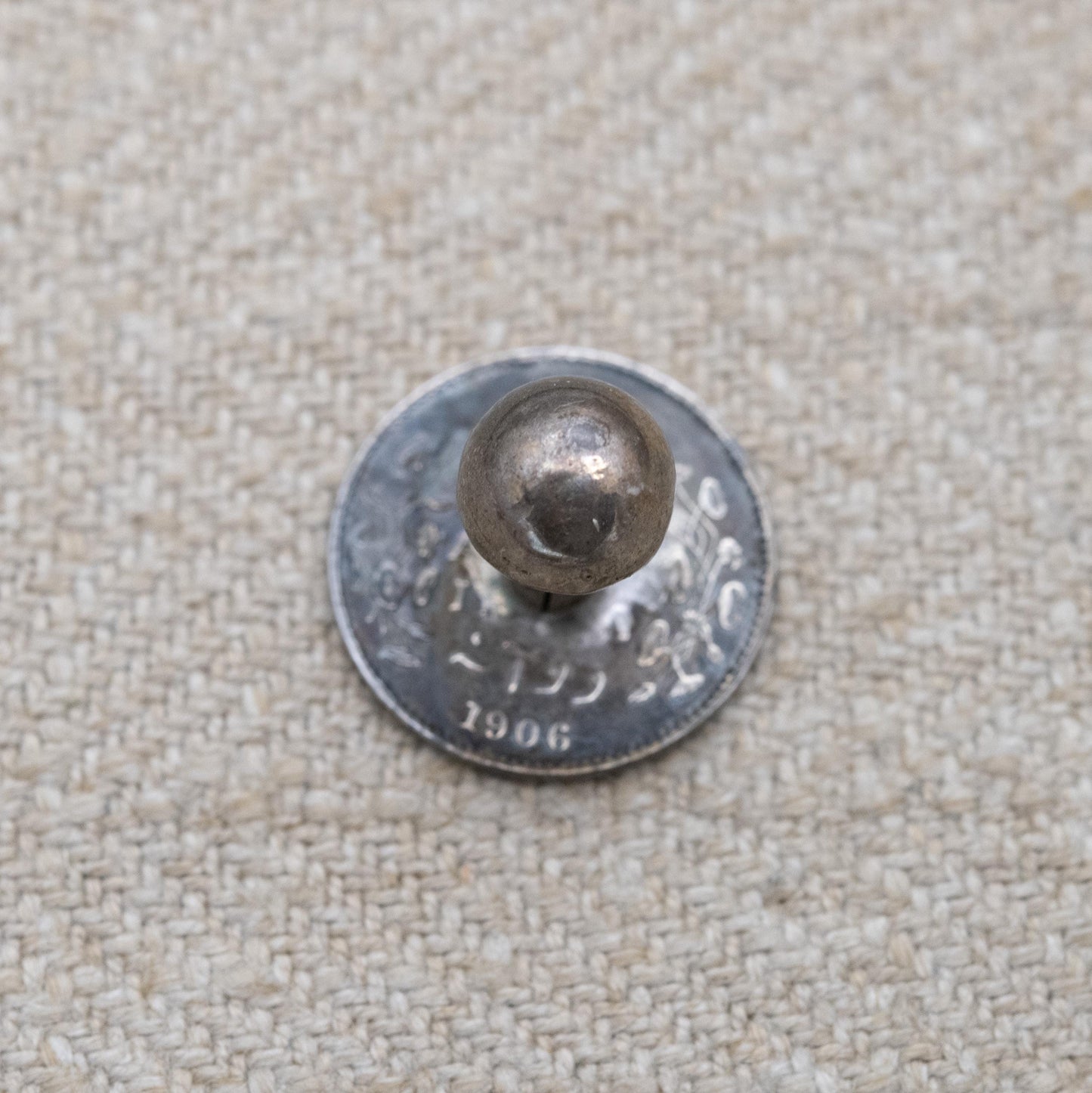Antique Edward VII Indian Two Annas Coin Shirt Stud Silver 1906 - Edwardian Solid Silver Coin Jewellery | Clothing Accessory