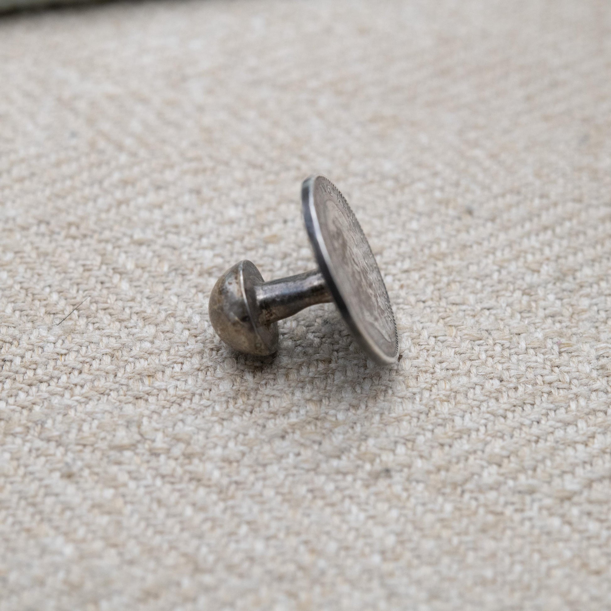 Antique Edward VII Indian Two Annas Coin Shirt Stud Silver 1906 - Edwardian Solid Silver Coin Jewellery | Clothing Accessory