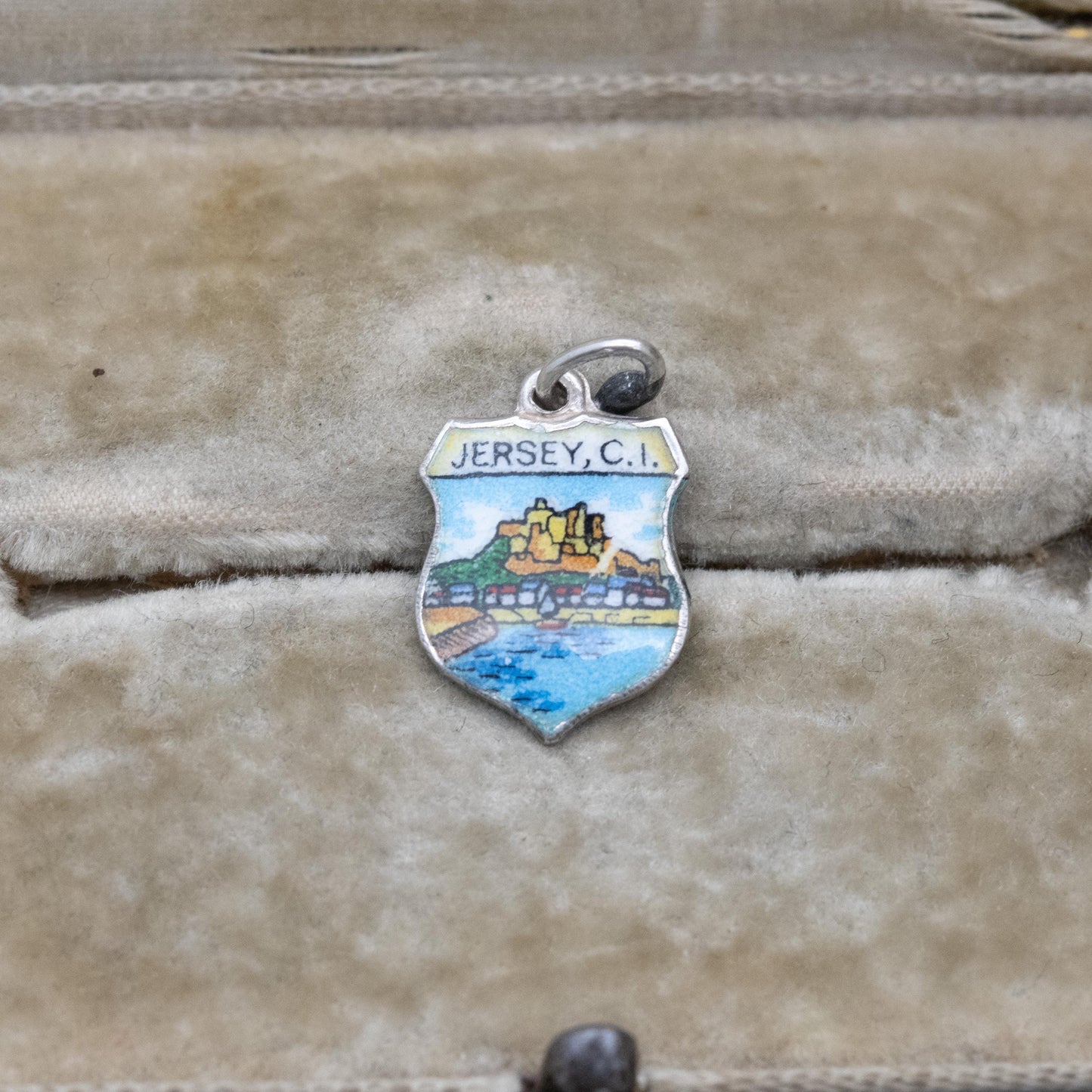 Vintage Silver Jersey Channel Island Travel Charm Pendant - English Channel European Souvenir Gift for Charm Bracelet