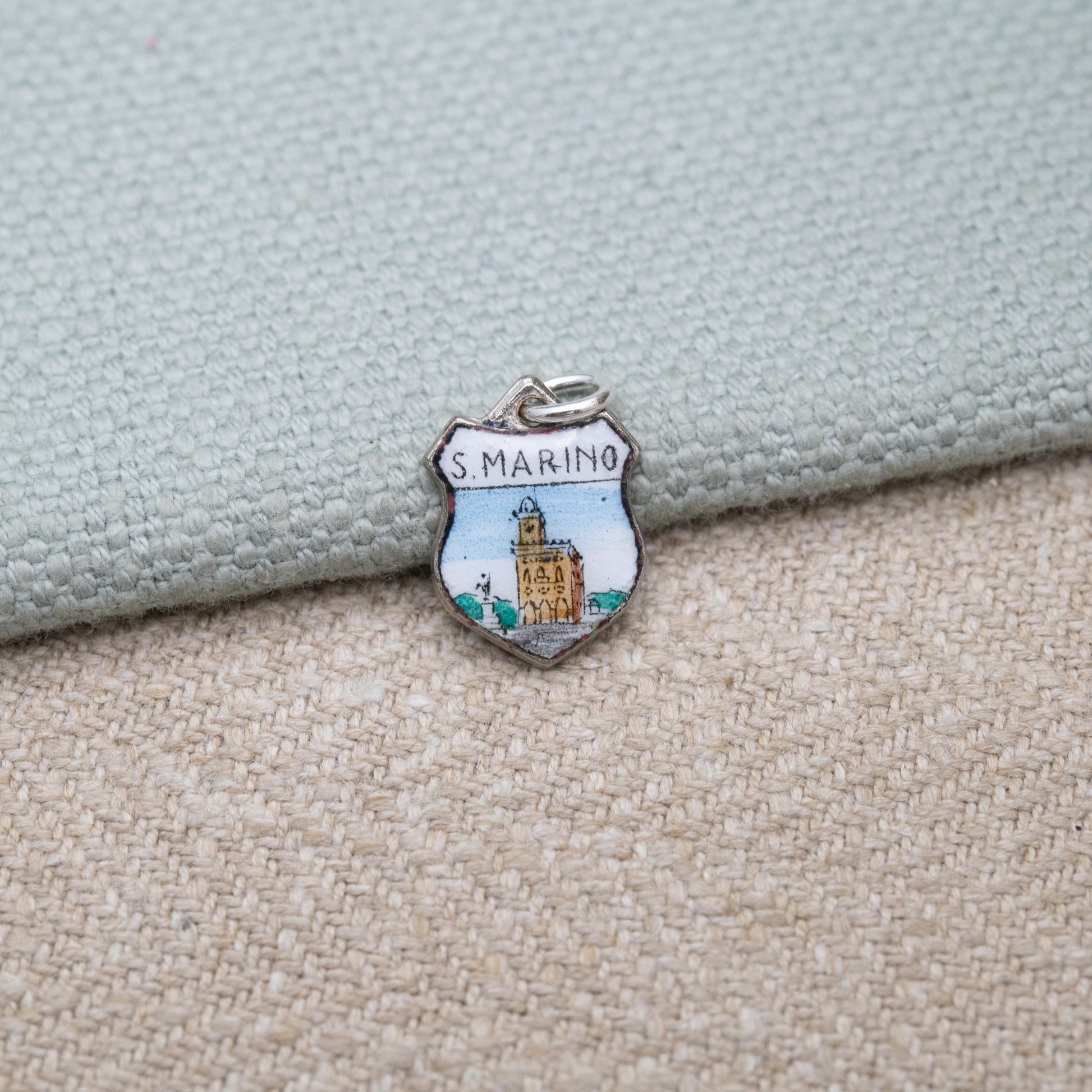 Vintage Silver San Marino Travel Charm Pendant - European Italian Souvenir Gift for Charm Bracelet