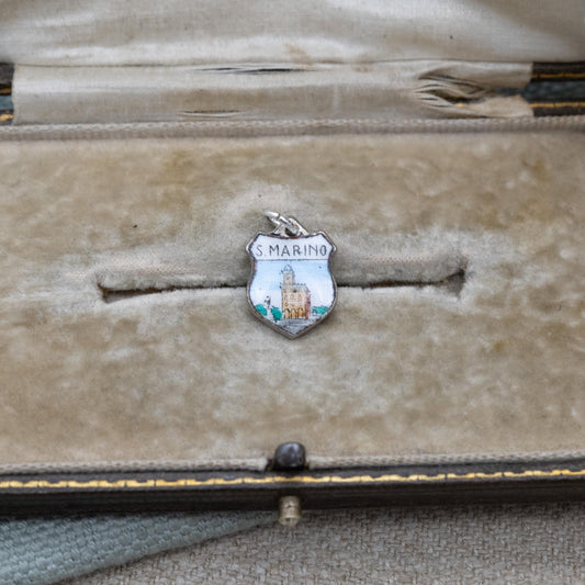 Vintage Silver San Marino Travel Charm Pendant - European Italian Souvenir Gift for Charm Bracelet
