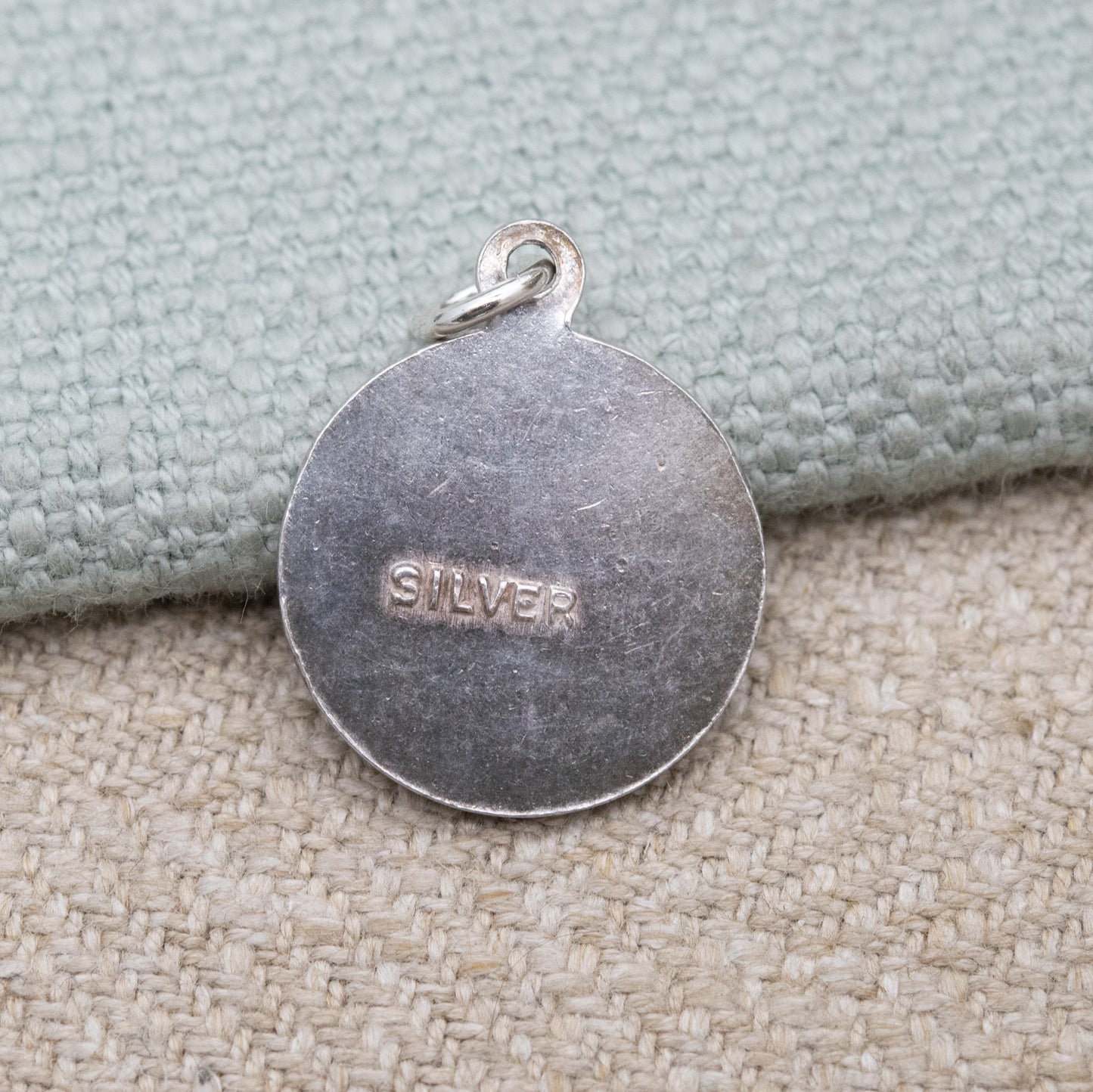 Vintage Sterling Silver Elizabeth II Charm Pendant Silver Jubilee 1977 - Mid-Century Royal Souvenir | Blue and Red Enamel | Queen Elizabeth