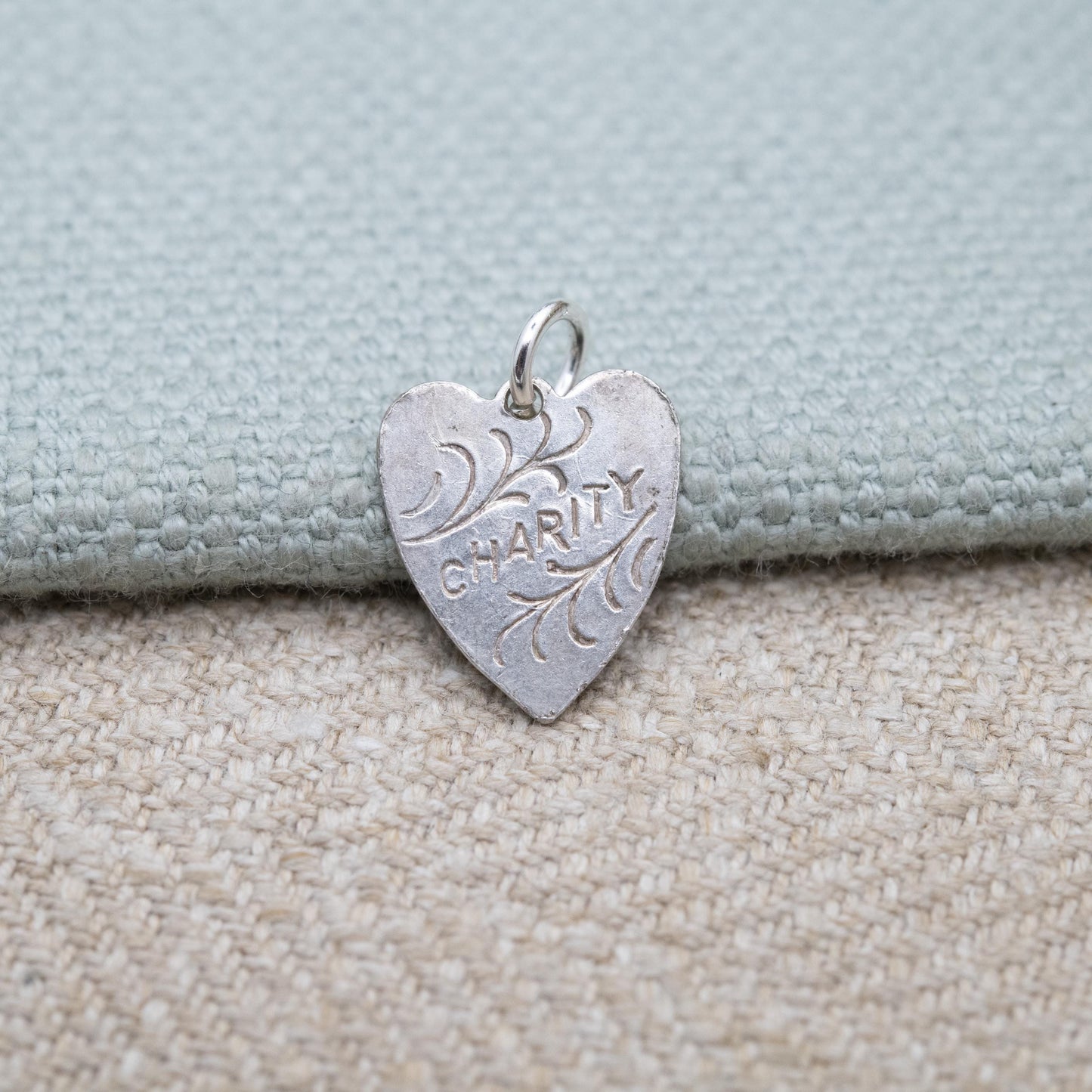 Vintage Silver Charity Heart Charm Pendant c. 1970s