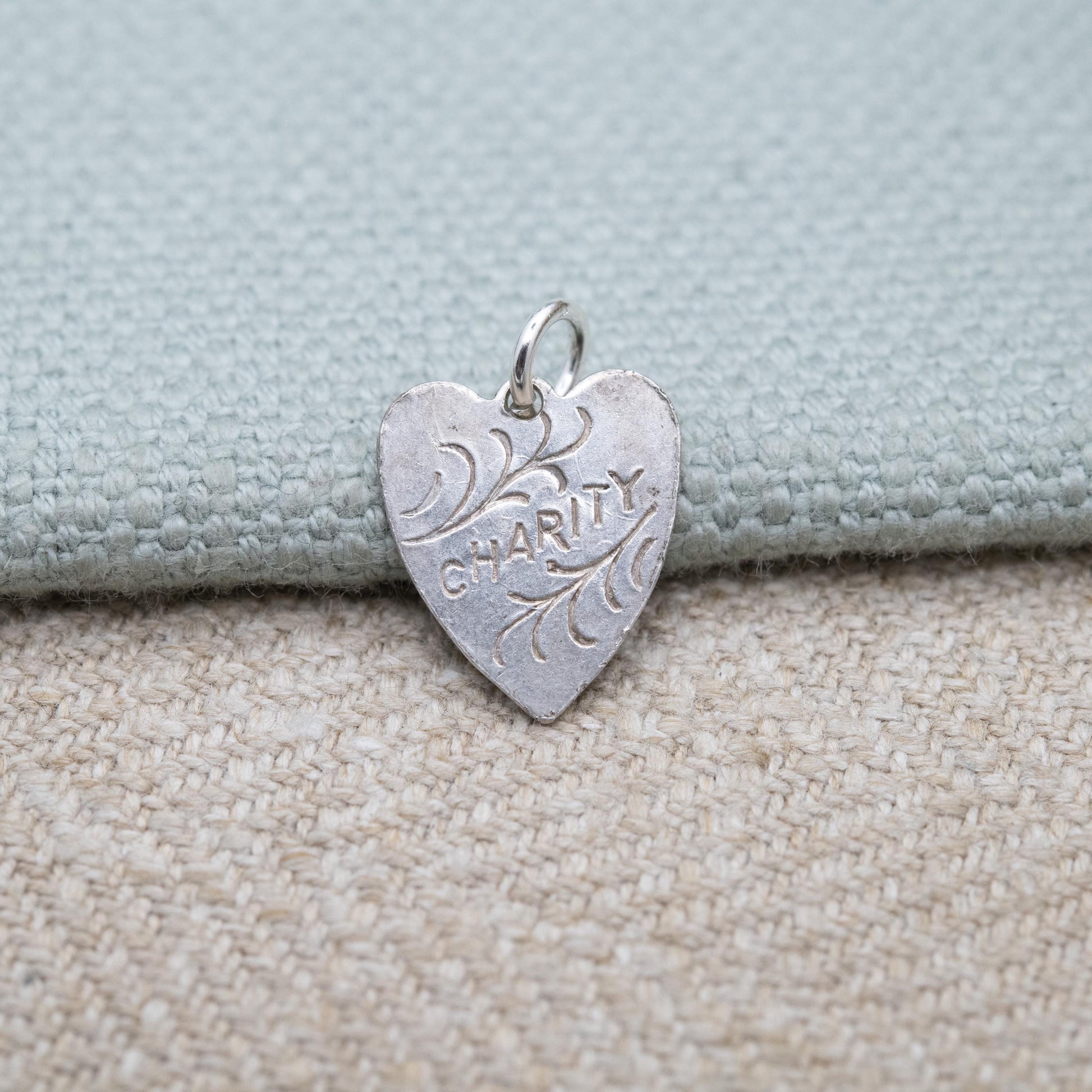 Vintage Silver Charity Heart Charm Pendant c. 1970s