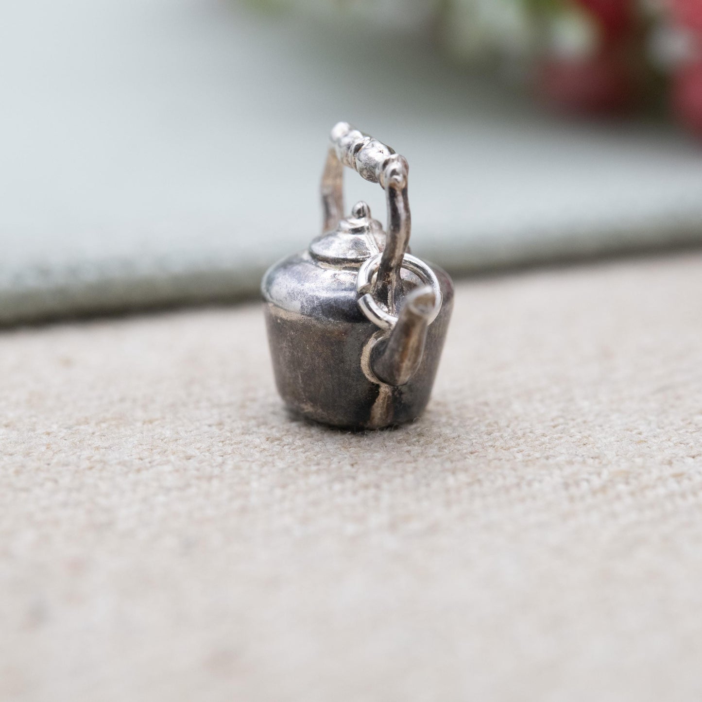 Vintage Sterling Silver Kettle Charm Pendant - Teapot Kitchen Token | Gift for Charm Bracelet