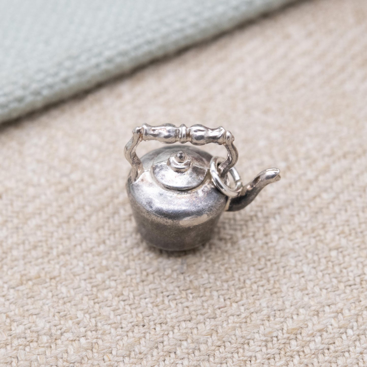 Vintage Sterling Silver Kettle Charm Pendant - Teapot Kitchen Token | Gift for Charm Bracelet