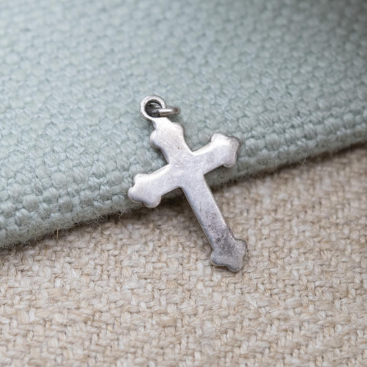 Vintage Sterling Silver Plain Cross Pendant - Minimalist Mid-Century Bottony Cross Simple Solid Silver Design | Gift for Baptism Christening