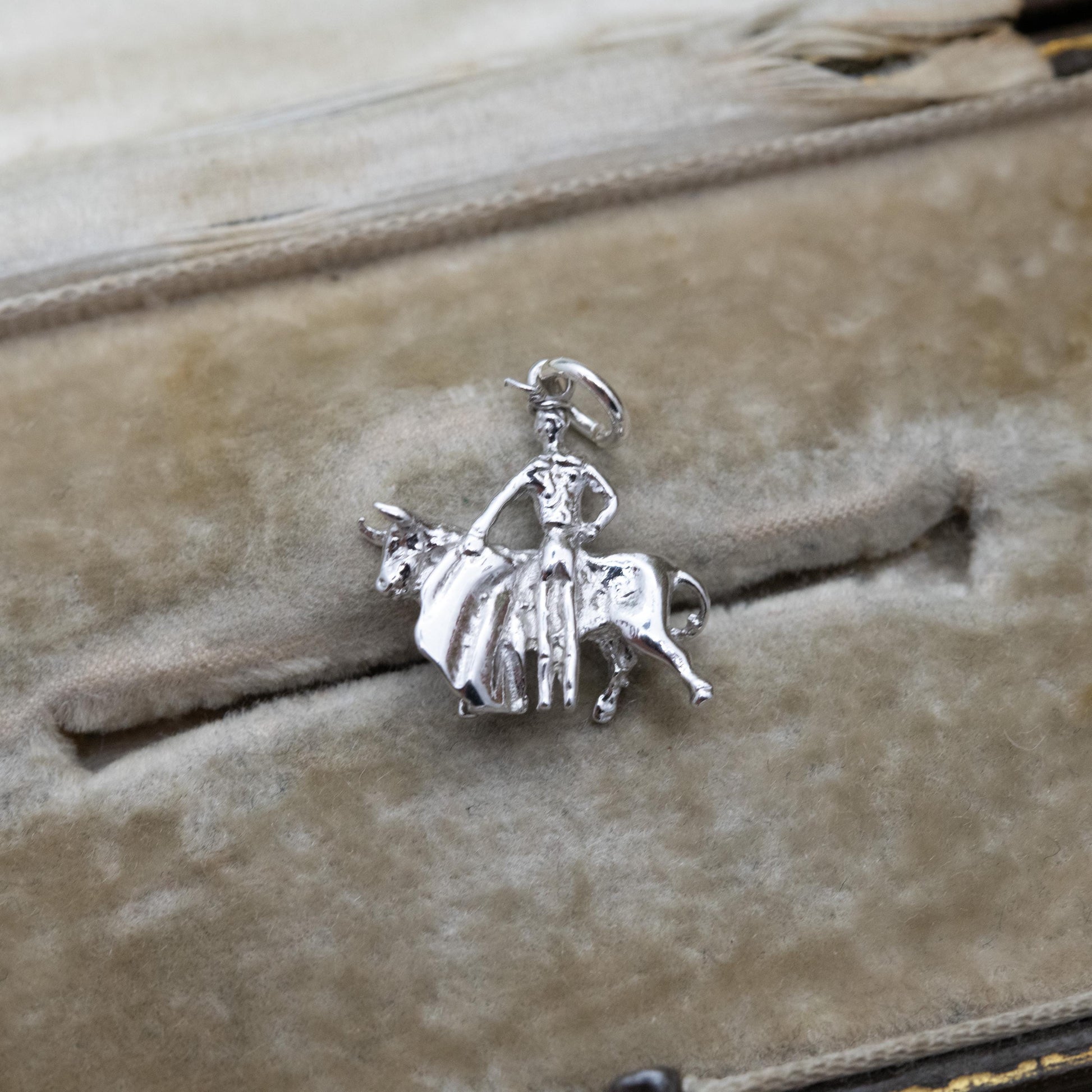 Vintage Sterling Silver Matador Charm Pendant - Spanish Bullfighting | Detailed Man with Bull | Spain Souvenir | Gift for Charm Bracelet