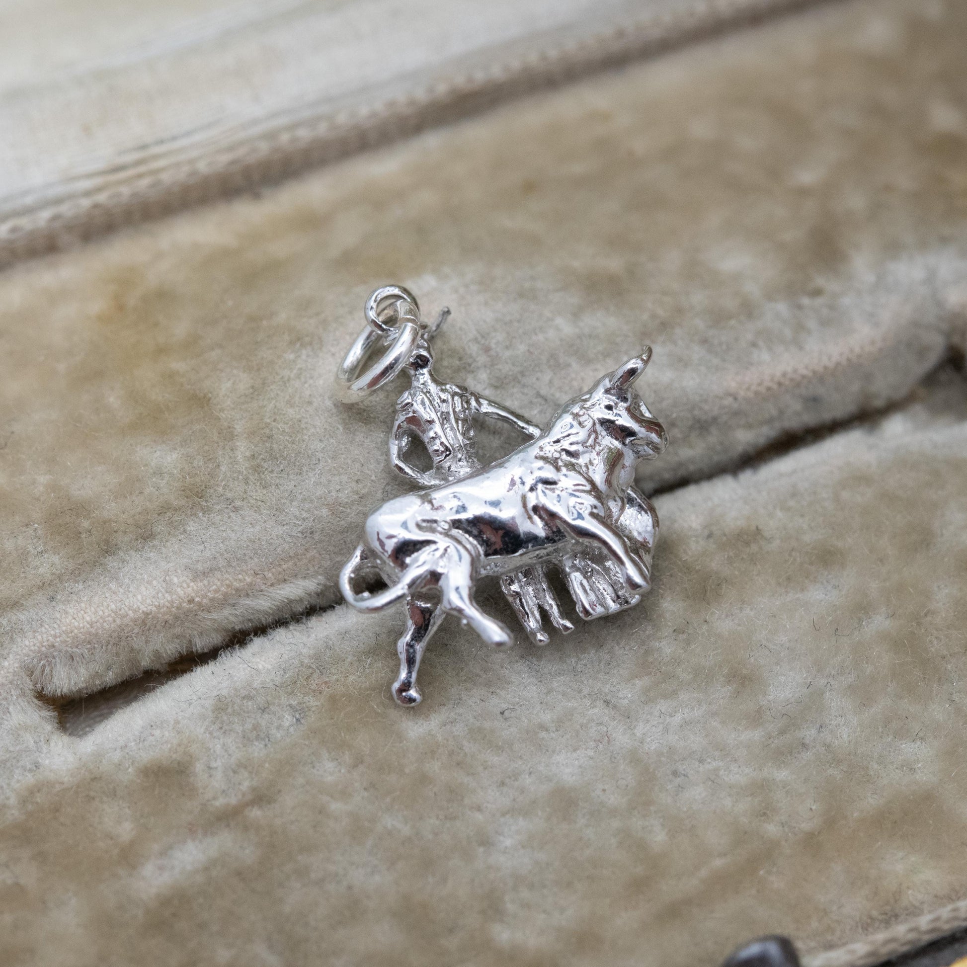 Vintage Sterling Silver Matador Charm Pendant - Spanish Bullfighting | Detailed Man with Bull | Spain Souvenir | Gift for Charm Bracelet