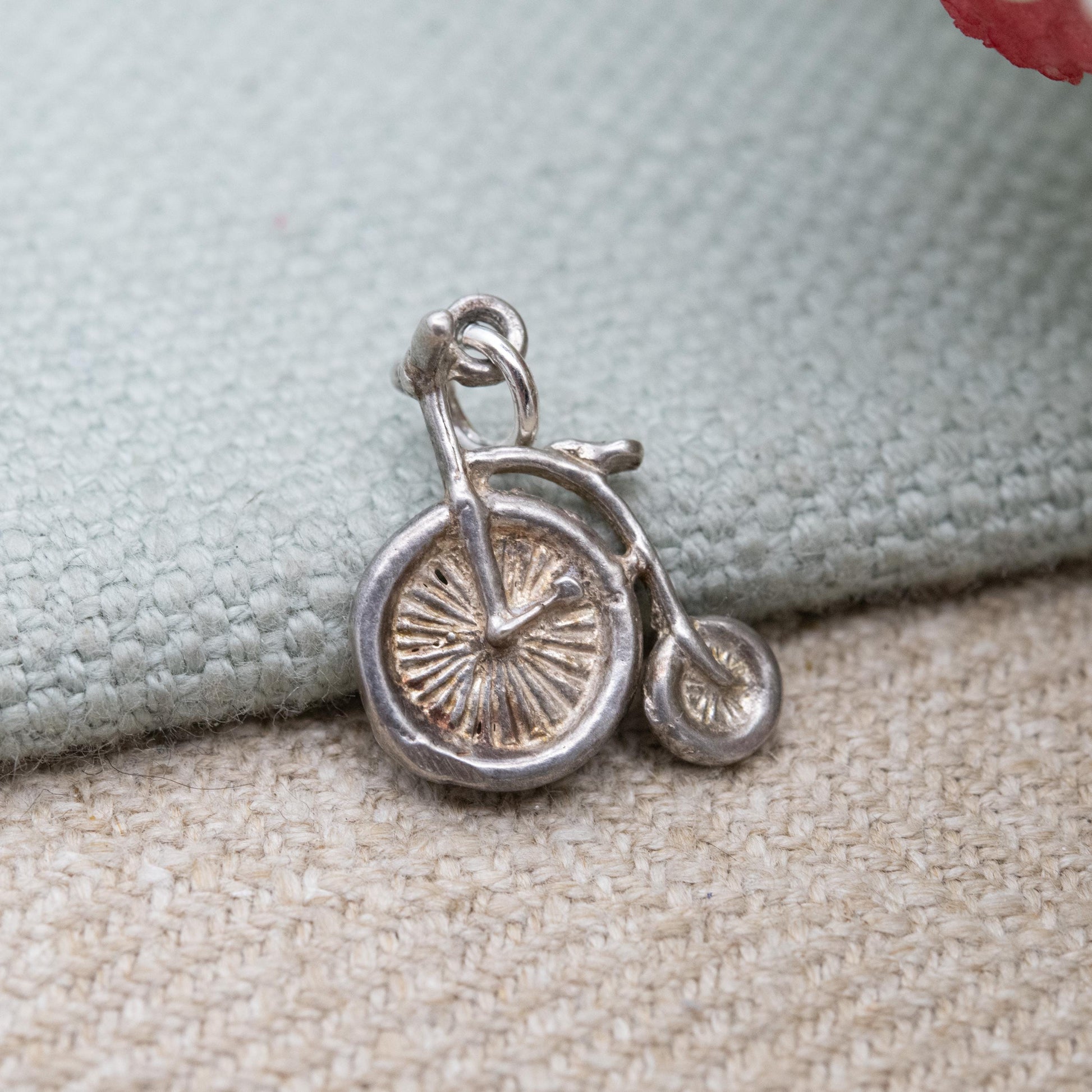 Vintage Sterling Silver Penny Farthing Bike Charm Pendant - Gift for Cycling Enthusiast Charm Bracelet
