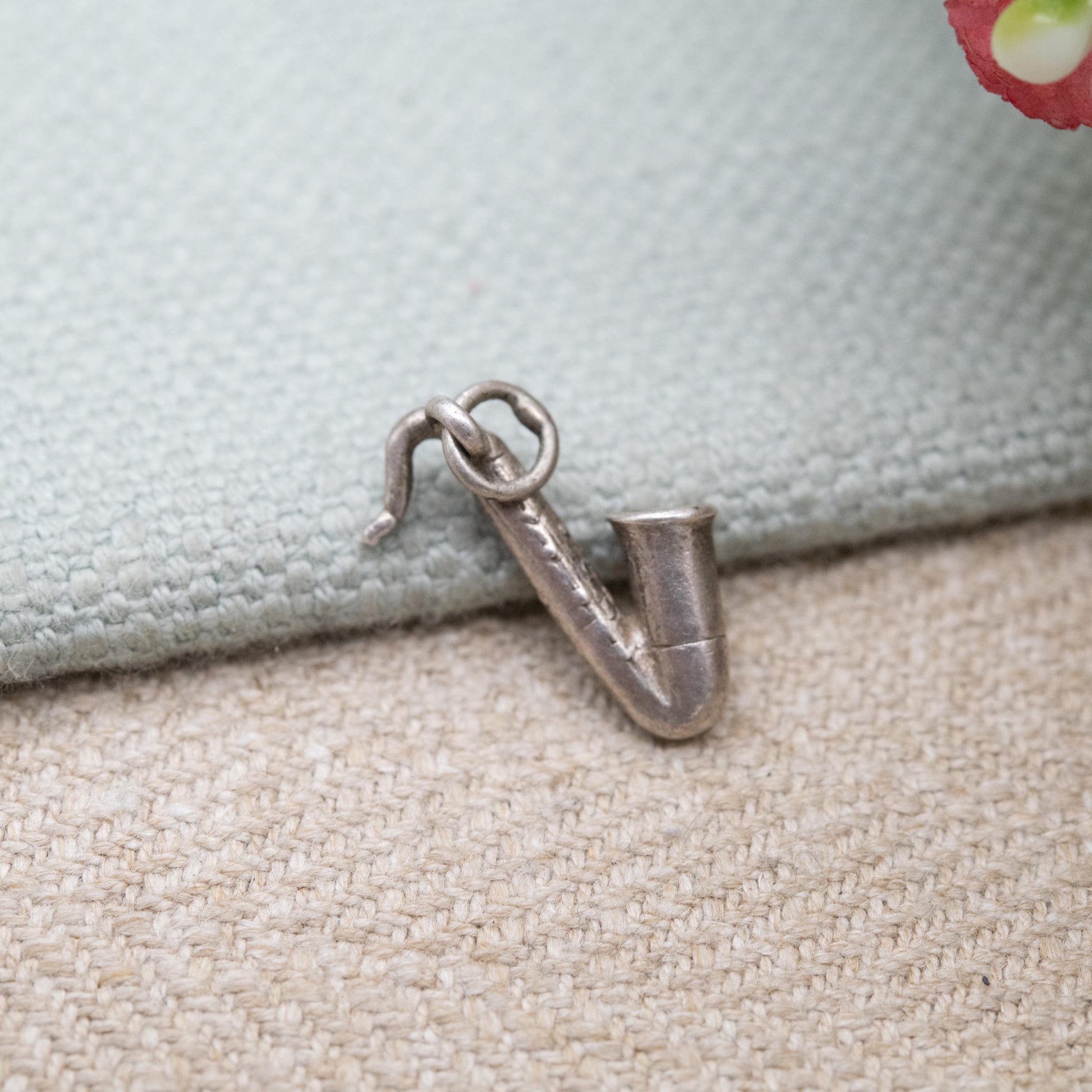 Vintage Sterling Silver Saxophone Charm Pendant - Iconic Musical Instrument | Souvenir Gift for Charm Bracelet