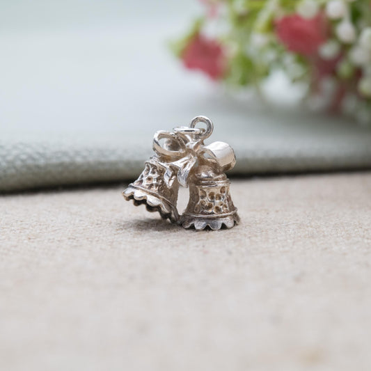 Vintage Sterling Silver Bells Charm Pendant - Wedding Christmas Bell Charm Bracelet | Gift for Charm Bracelet