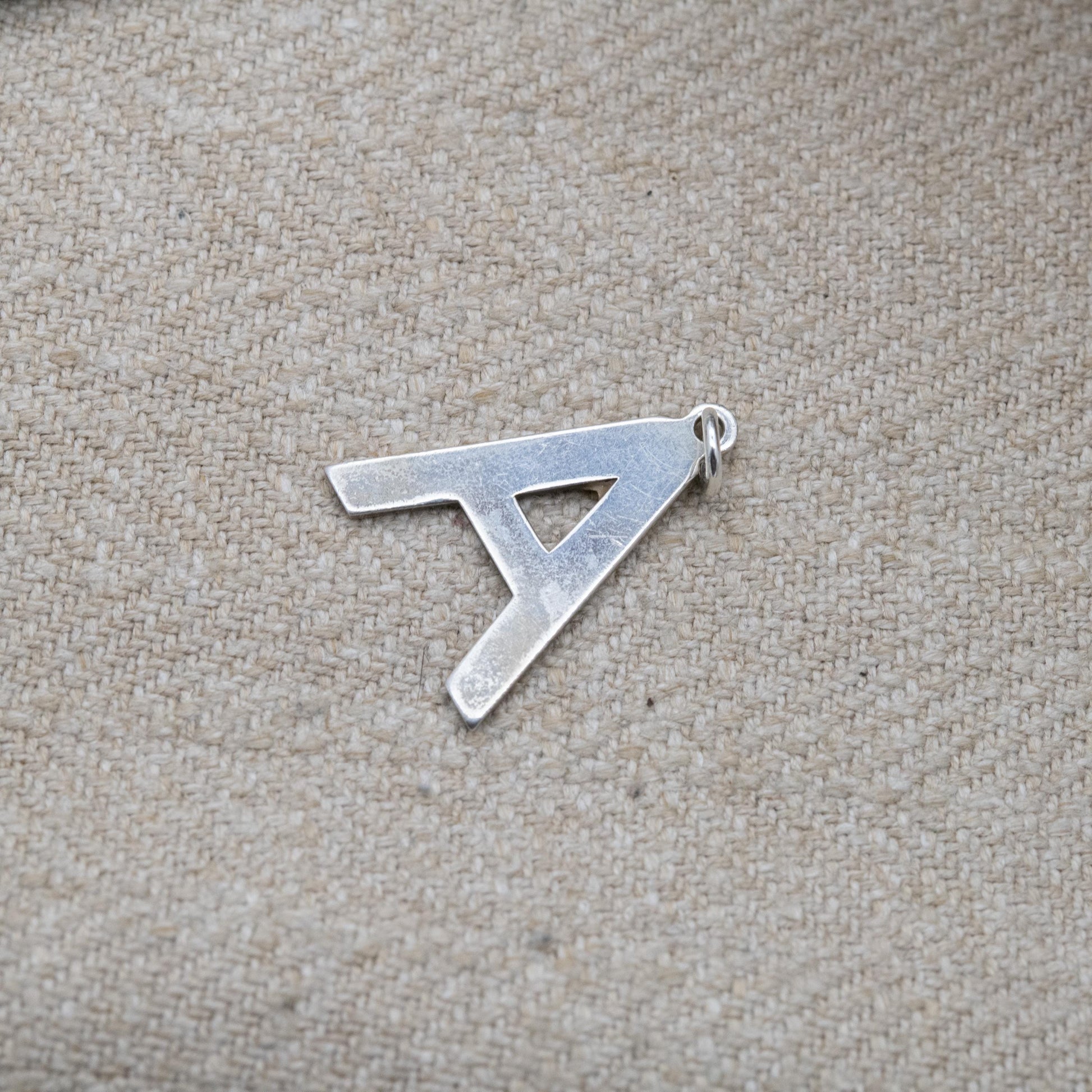 Vintage Sterling Silver Letter A Pendant Charm - A Name Gift | for Charm Bracelet Necklace Stack | Mid-Century Bark Effect