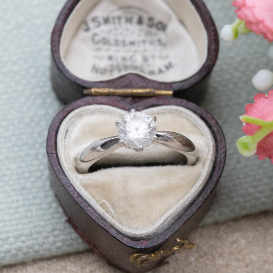 Sterling Silver DQCZ Solitaire Ring - Circular White Stone Prong Setting | UK Size - L | US Size - 5 3/4