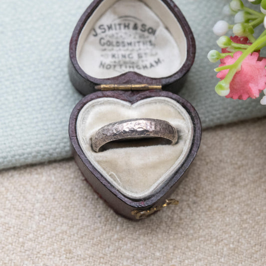 Vintage Sterling Silver Textured Band Ring - Minimalist Band | Hammered | Stacking Unisex Ring | UK Size - L 1/2 | US Size - 6