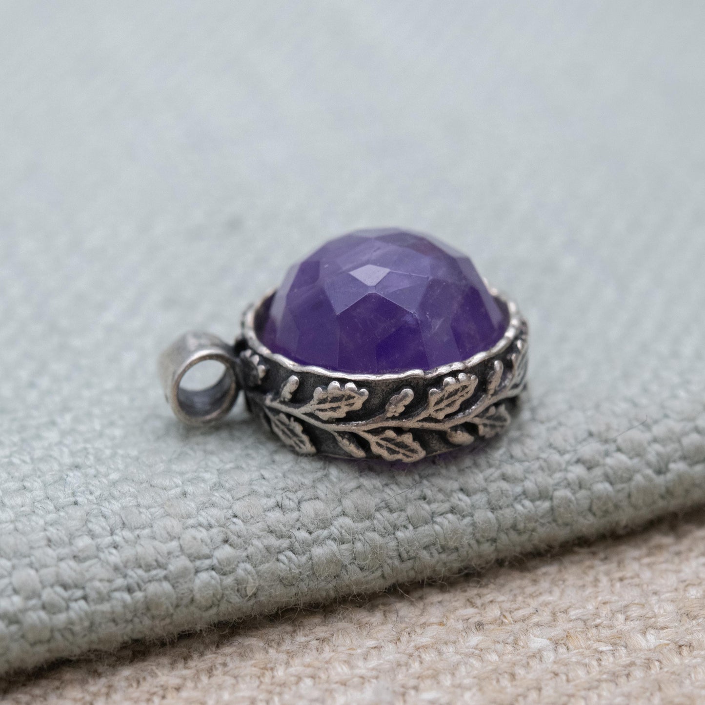 Vintage Sterling Silver Floral Amethyst Pendant - Faceted Purple Gemstone Jewellery | Gift for Her