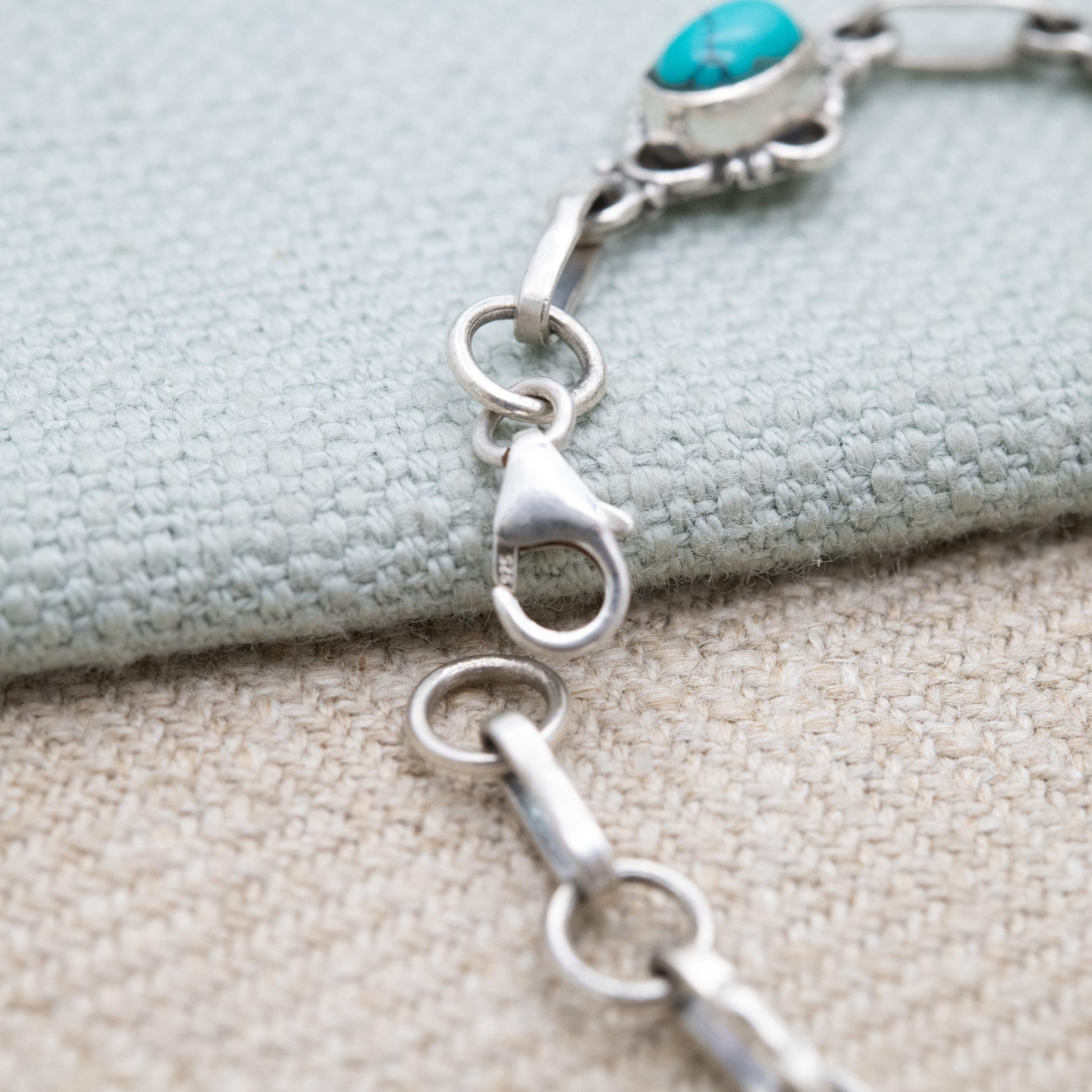 Vintage Sterling Silver Dyed Howlite Panel Bracelet - Blue Gemstone Jewellery | Gift for Her