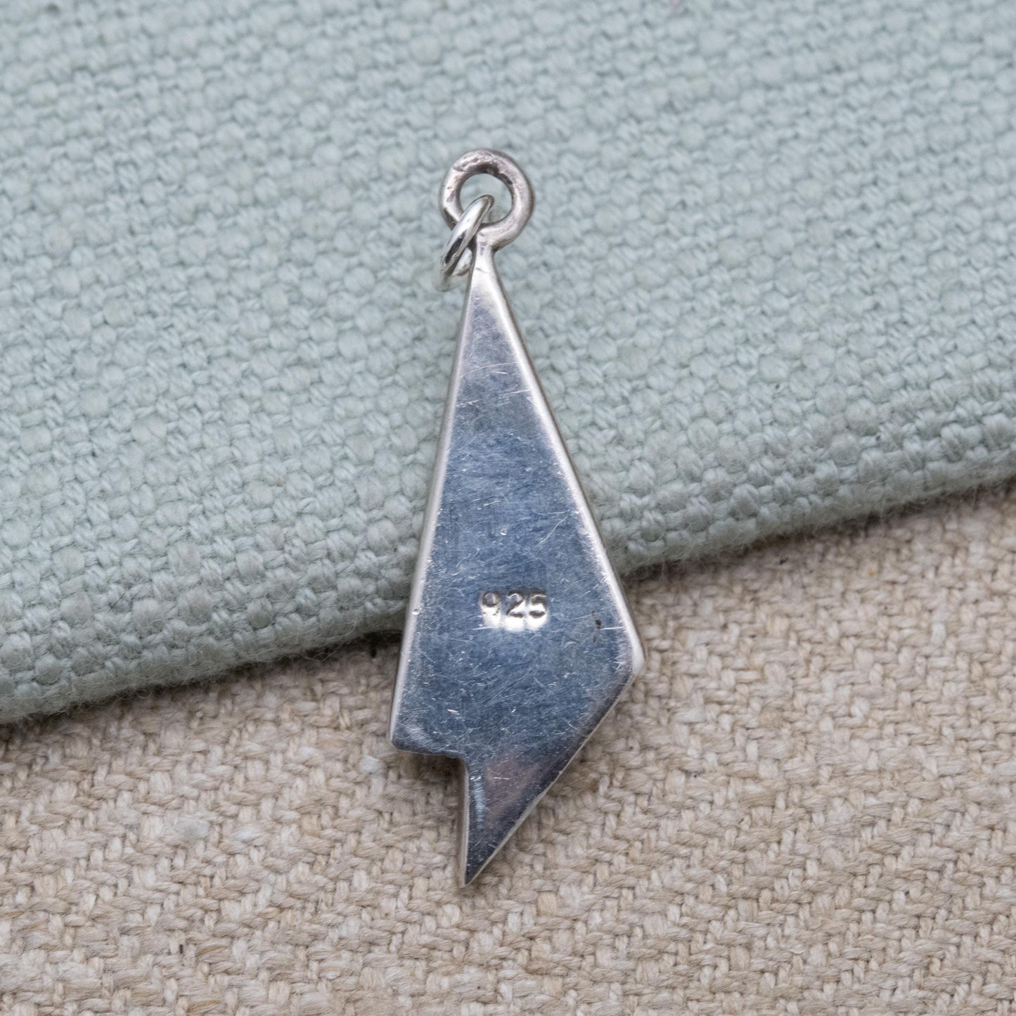 Vintage Sterling Silver Mother of Pearl Pendant - Pretty Silver Gift Necklace with Simple Triangular Geometric Shape