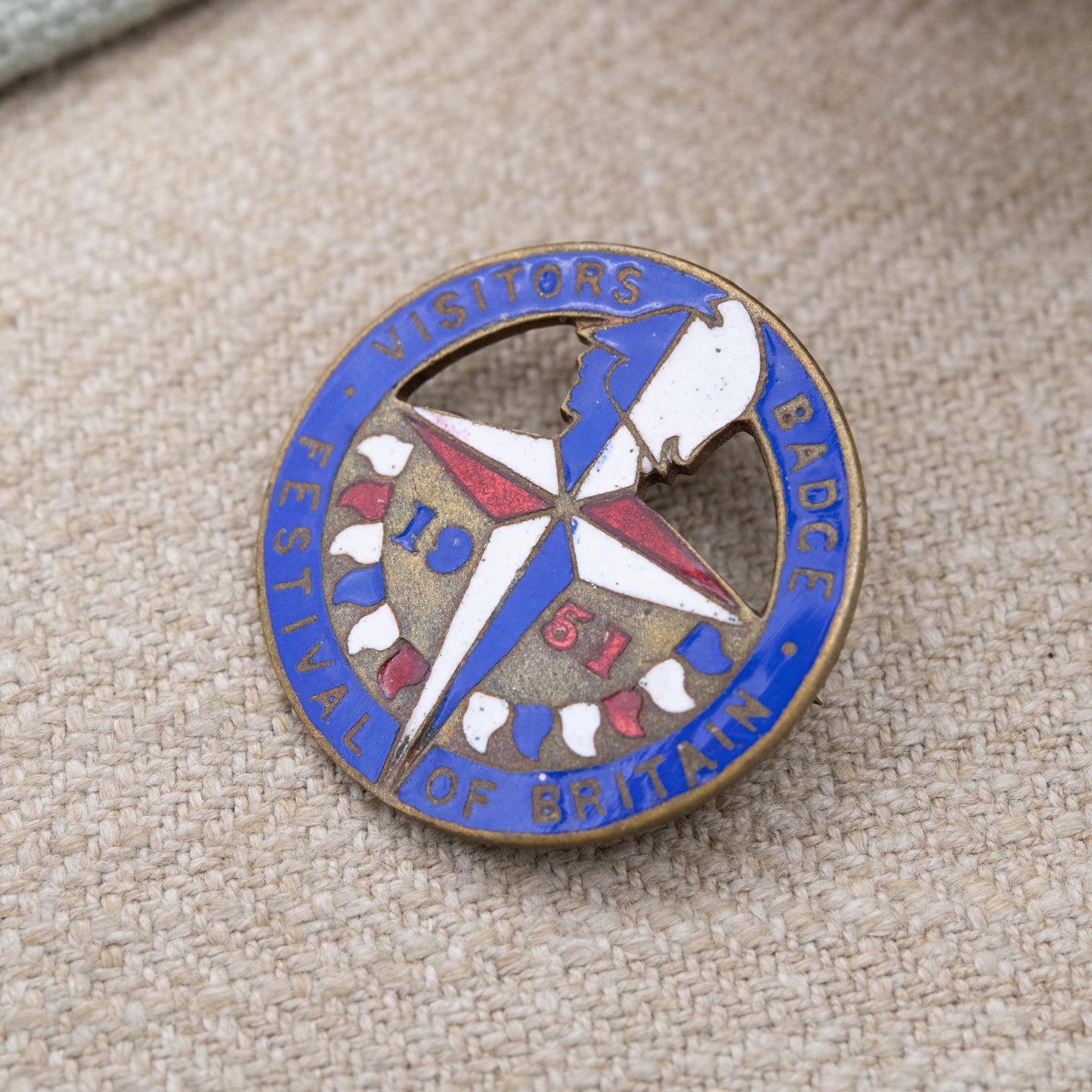 Vintage 1951 Festival of Britain Enamel Visitors Badge by Starfest
