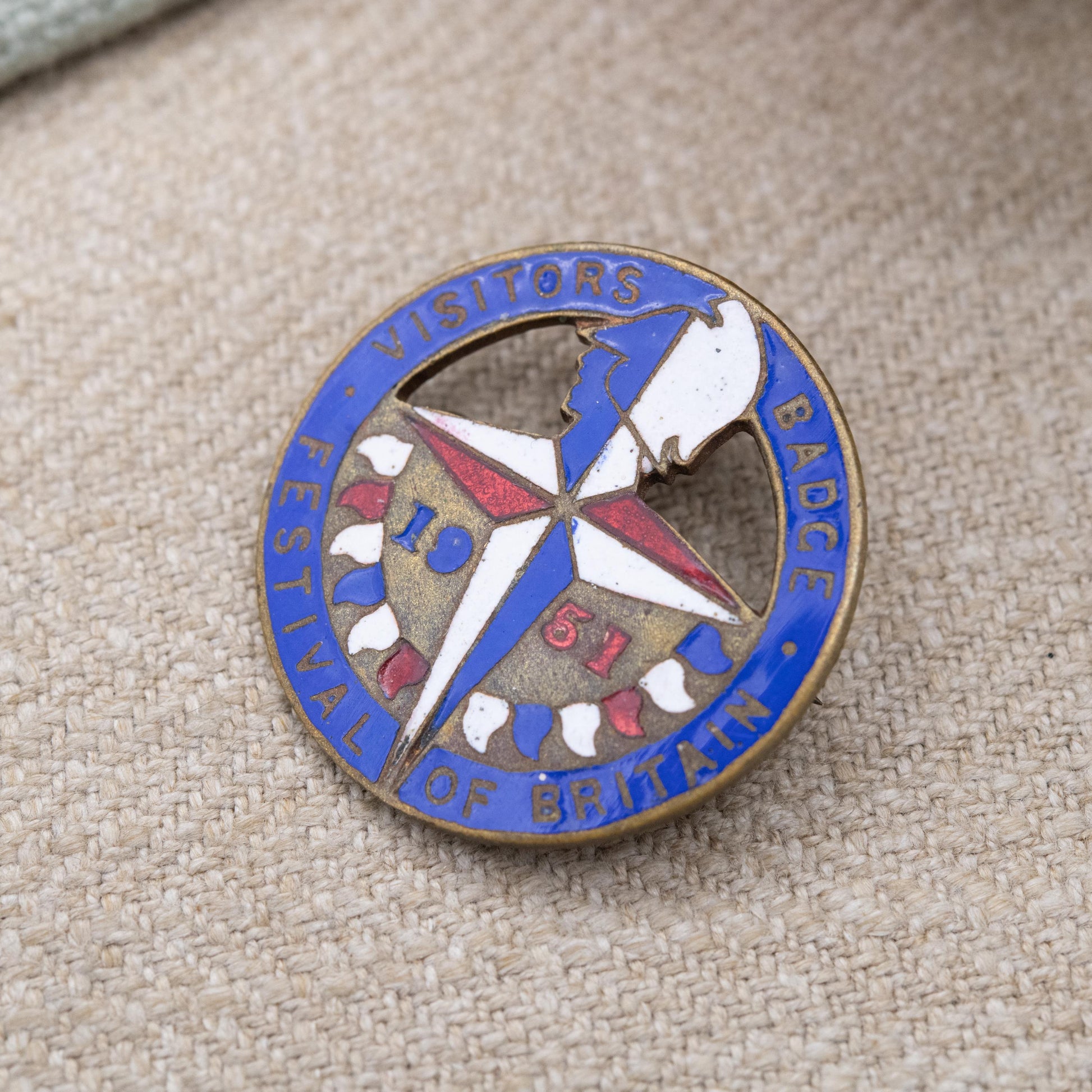 Vintage 1951 Festival of Britain Enamel Visitors Badge by Starfest