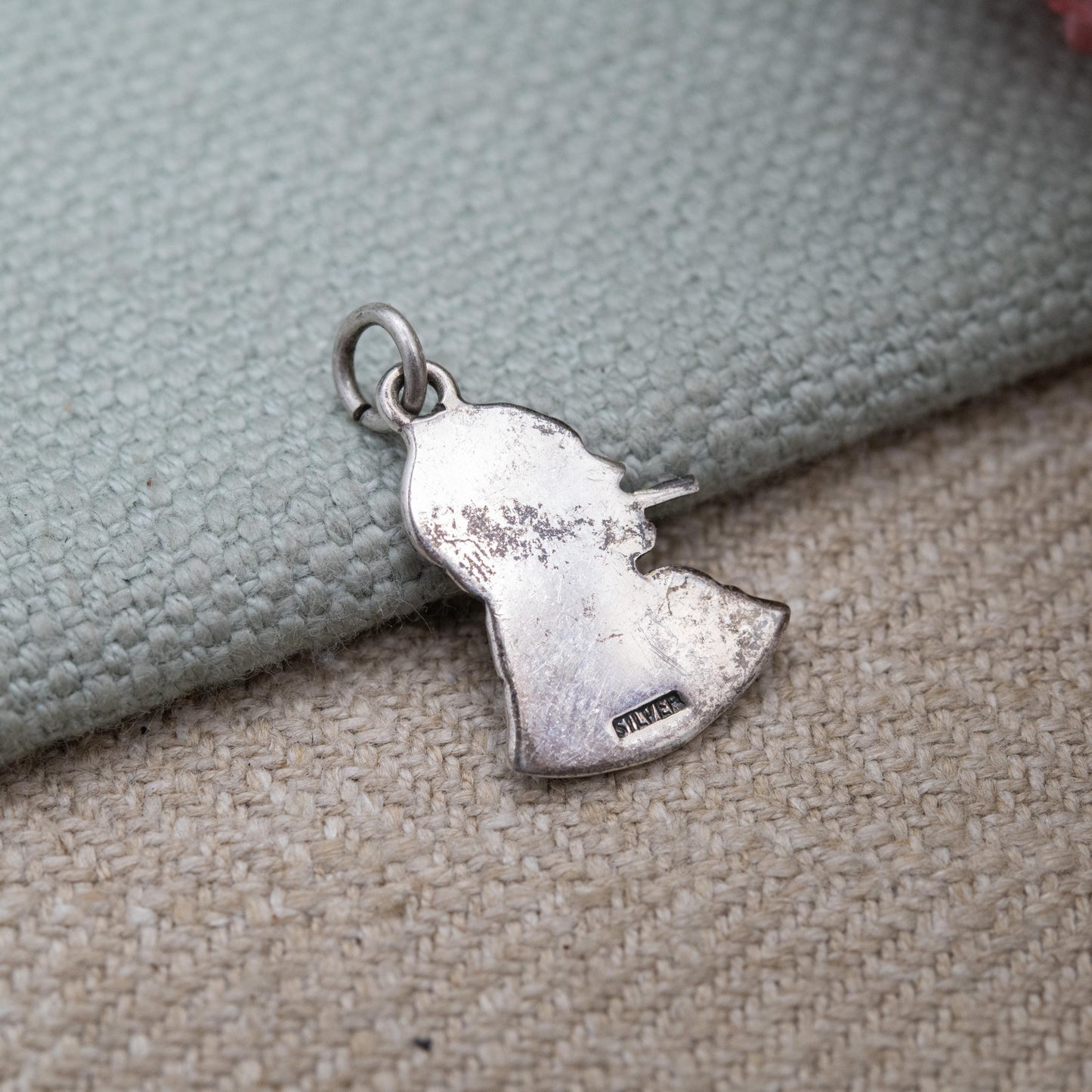 Vintage Sterling Silver Winston Churchill Charm c. 1960s - Commemorative British History Souvenir WWII Theme