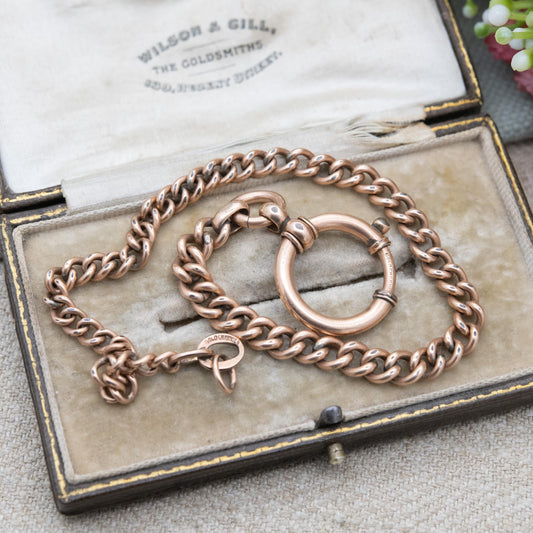 Antique Gold Charnier Watch Chain with Bolt Ring Clasp c. 1900s